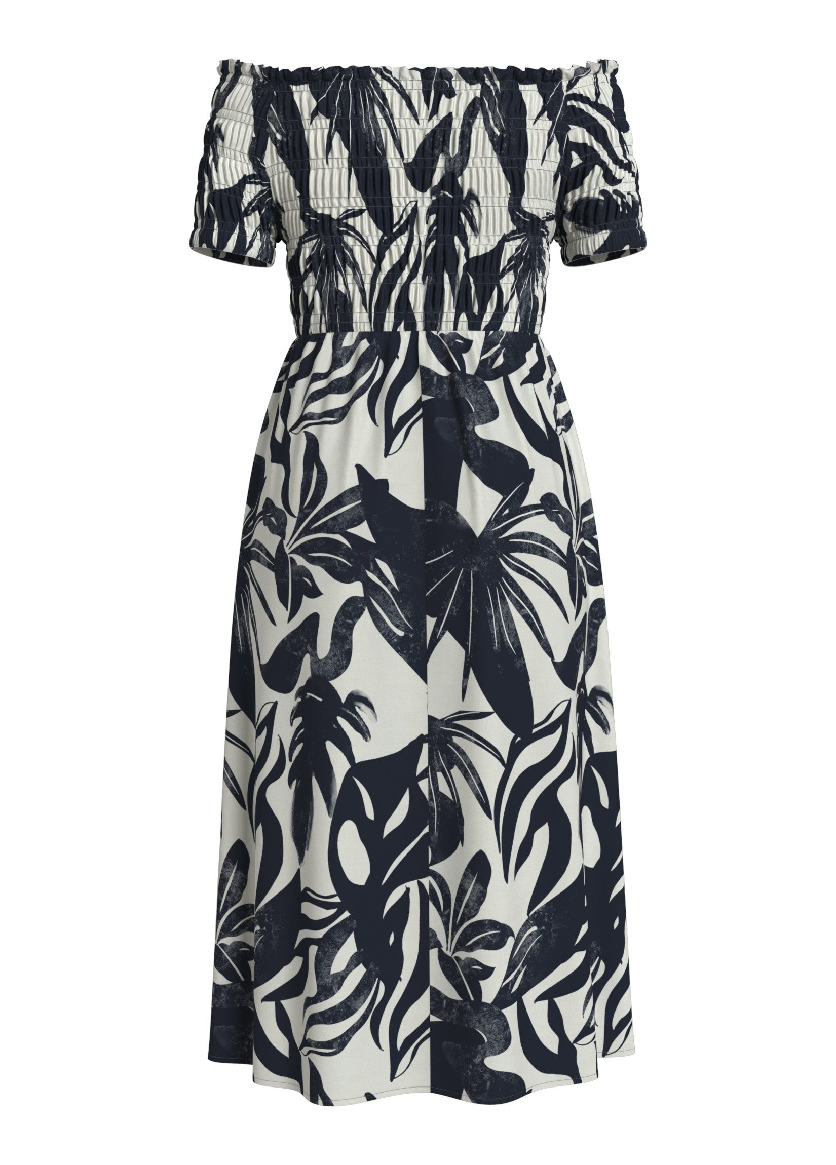 Vila Shirtkleid Blumenmuster, elastische Taille, Off-Shoulder Design (extra günstig online kaufen