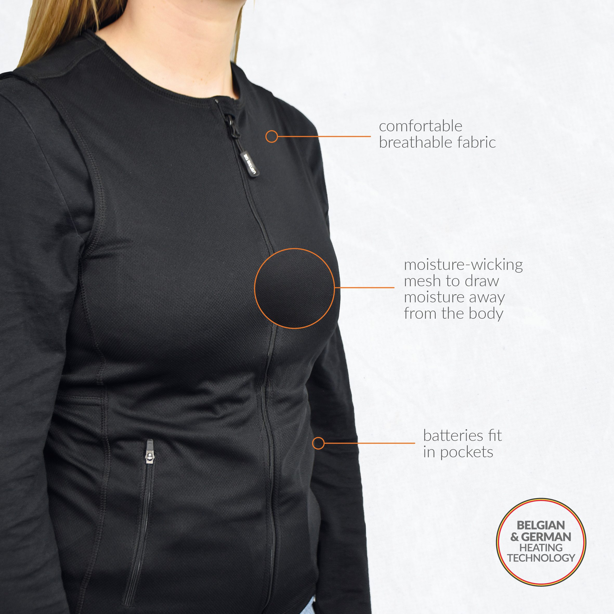30seven Funktionsweste Baselayer Regular Fit, Unisex - Schwarz ohne Akku