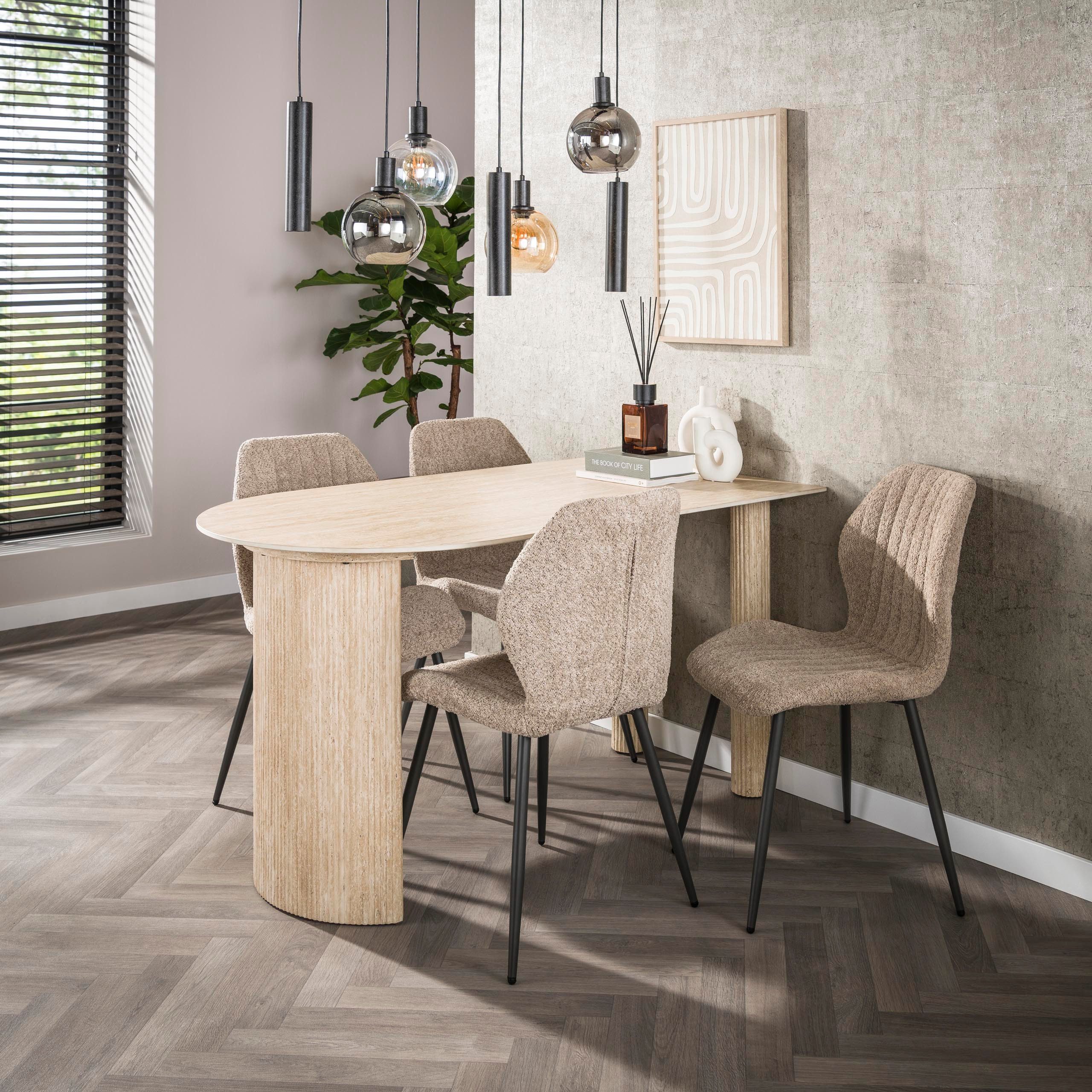 alesvelt Esstisch ROMANO PARETE Platzsparender Anstelltisch in Travertin-Optik (1-Tisch), 140x80x77 cm Keramik, Travertin-Design