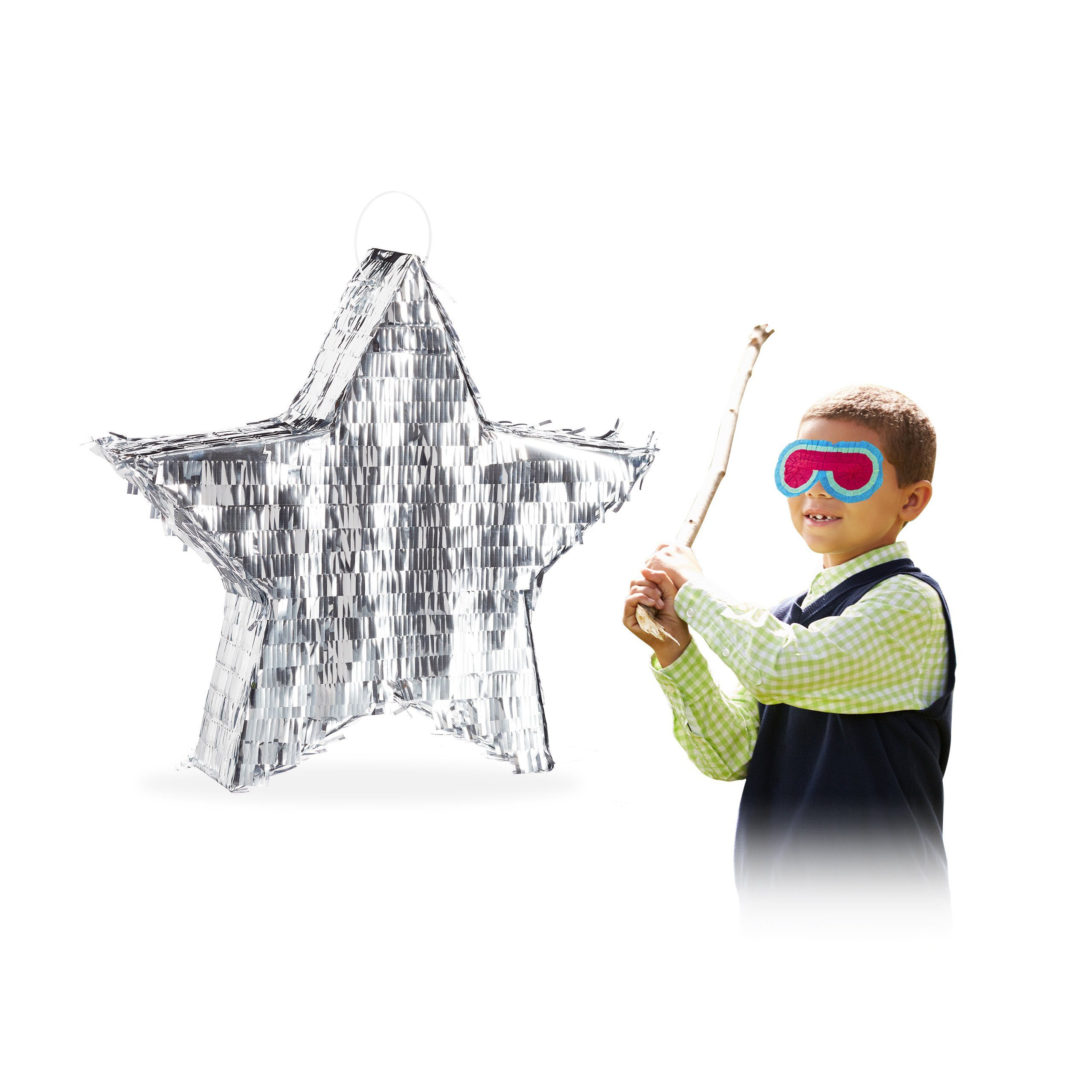 relaxdays Aufblasbares Partyzubehör Pinata Stern silber
