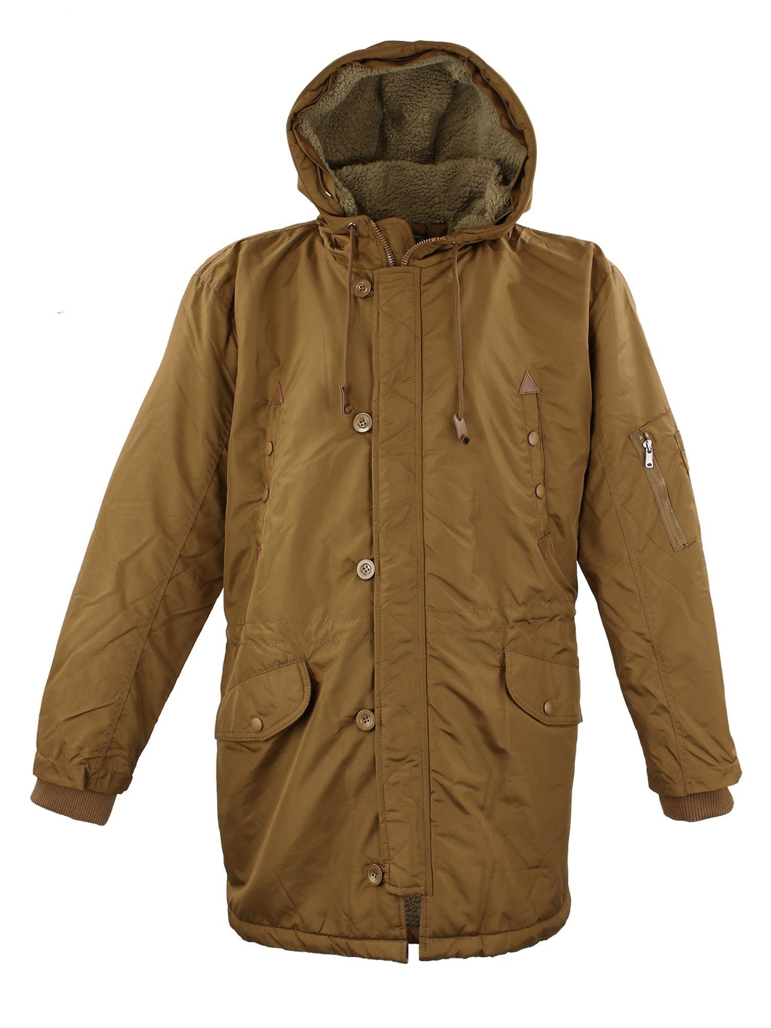 Kapuze und - Lavecchia camel gefütterterter Regenabweisend Übergrößen & Winddicht abnehmbarer mit LV-701 Winterjacke Jacke