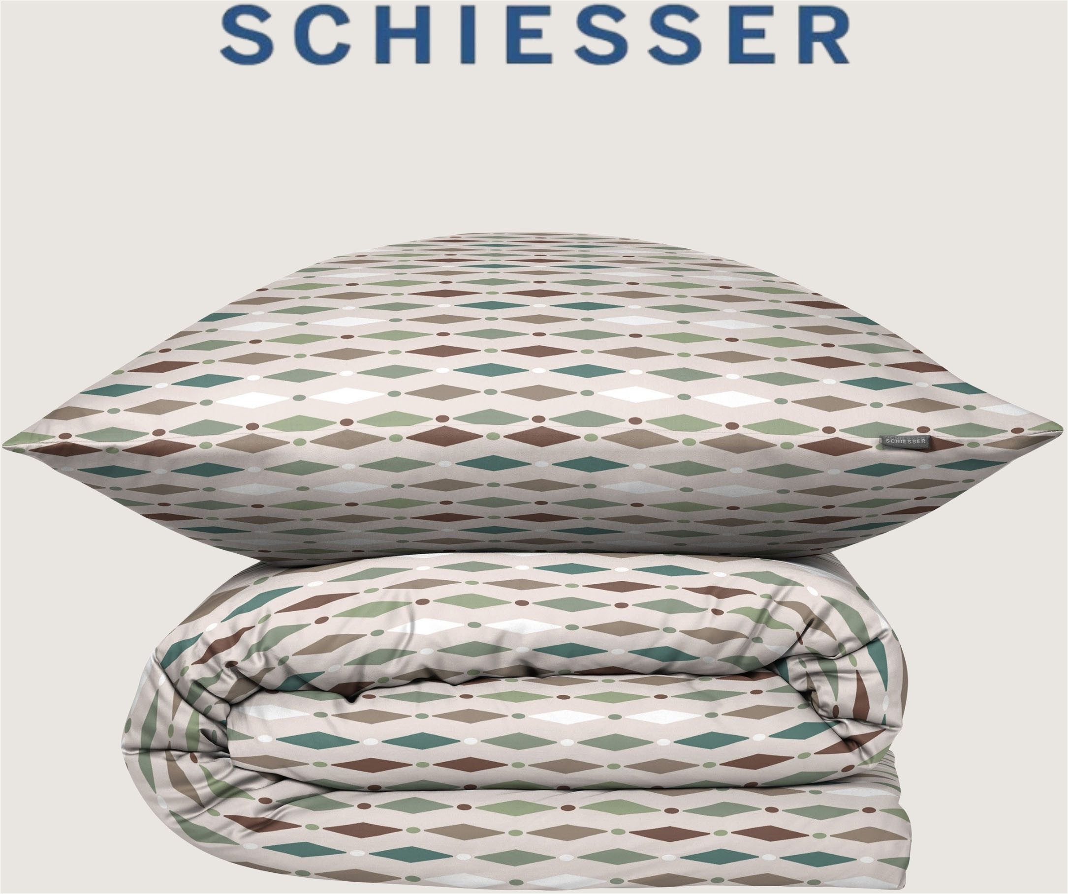 Schiesser Bettwäsche Lotta aus weicher Baumwolle mit grafischem Muster, Renforcé, 2 teilig, MADE IN GREEN by OEKO-TEX®