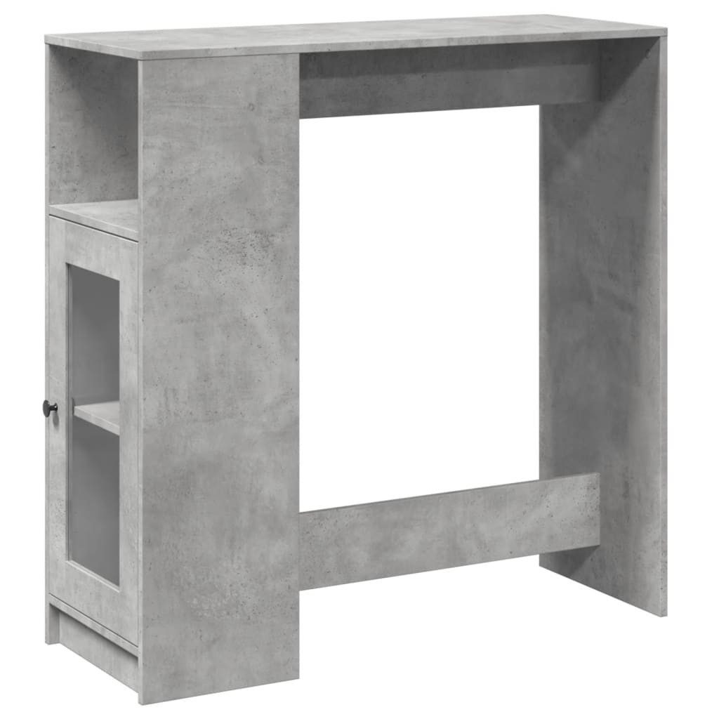 vidaXL Bartisch NA Bartisch Stehtisch Esstisch mit Regal Betongrau 101x40x103,5 cm Spa