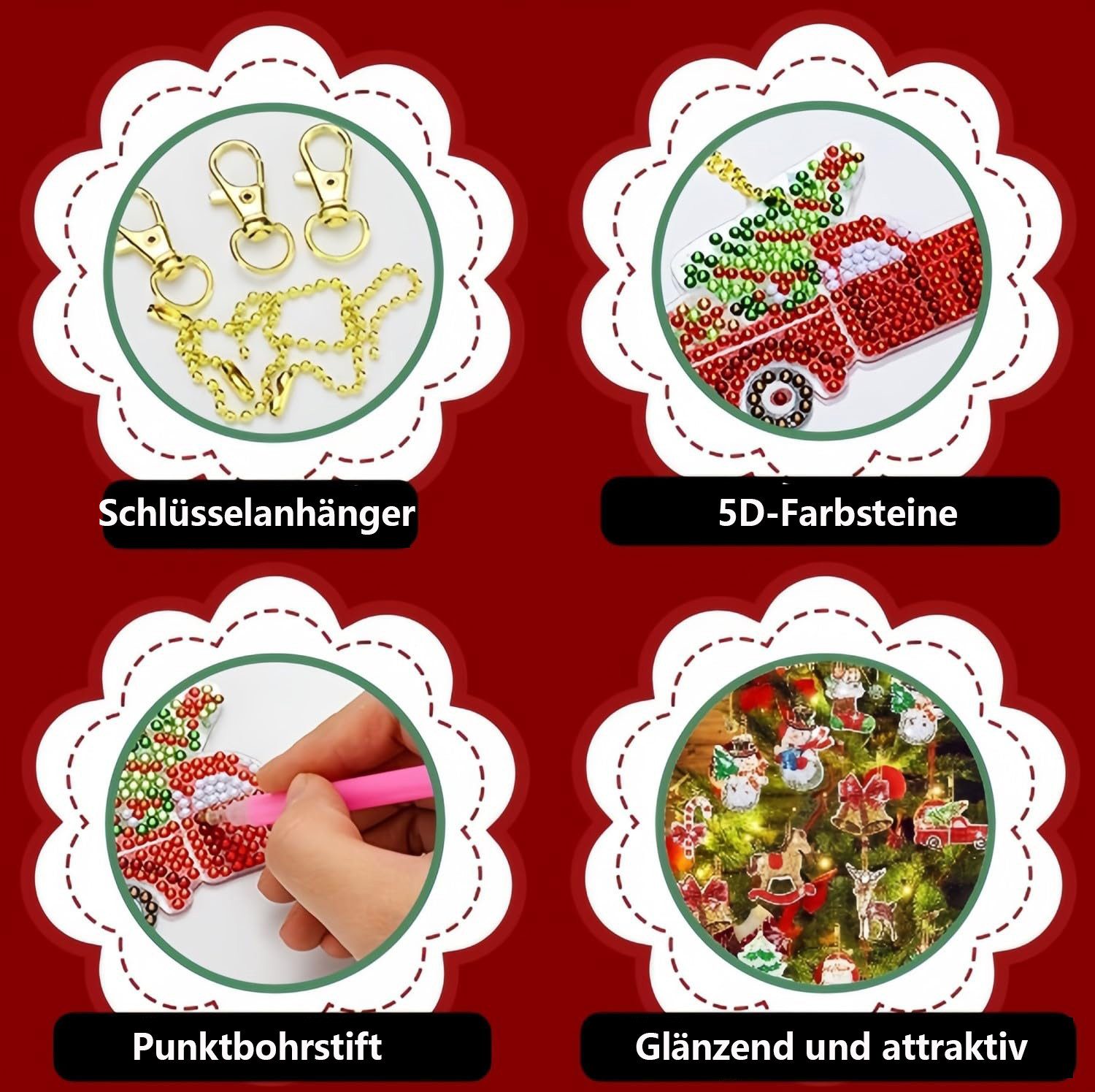 CLTYQ Christbaumschmuck 12 Stück Doppelseitiger 5D Diamond Painting Weihnac günstig online kaufen