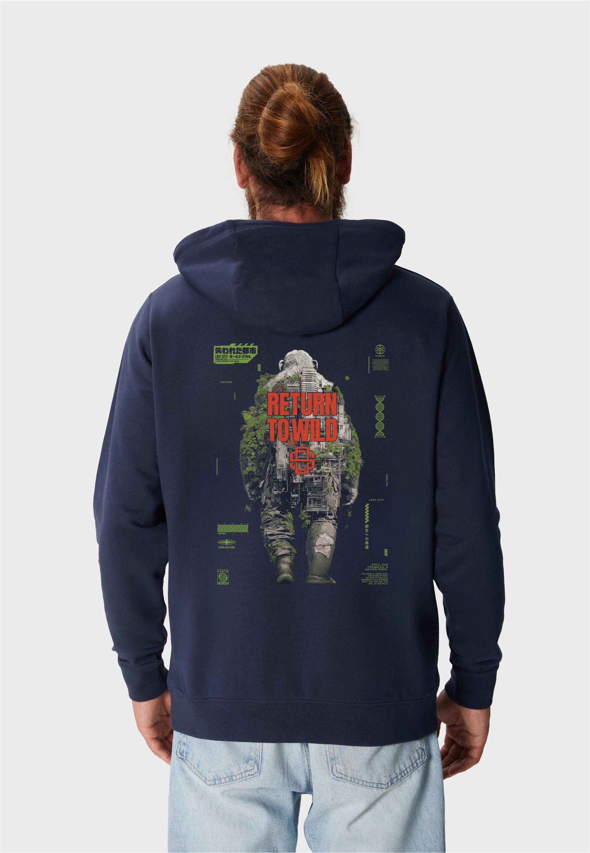 Oldskull Kapuzensweatshirt Wrldvibe Urban Jungle Graphic mit coolem Rückenprint