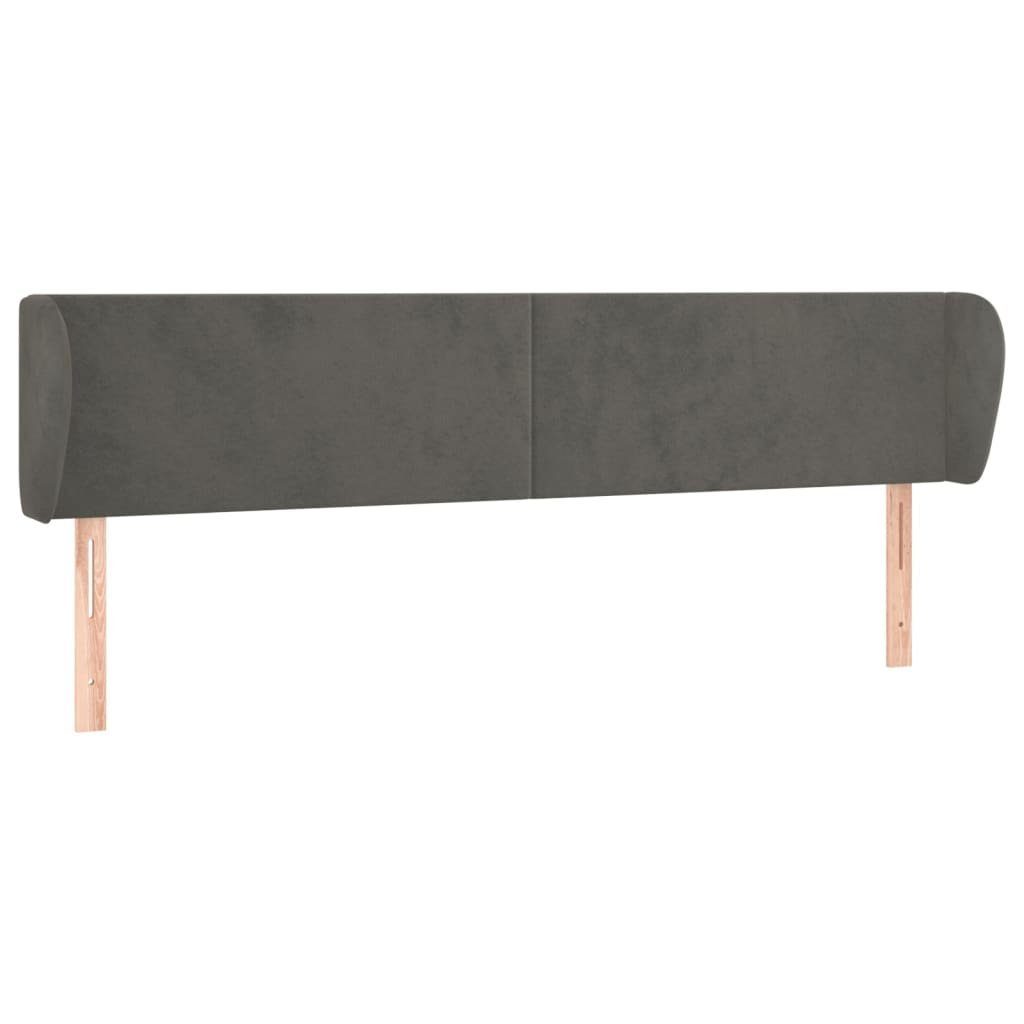 Bett Kopfteil mit Ohren Dunkelgrau 183x23x78/88 cm Samt