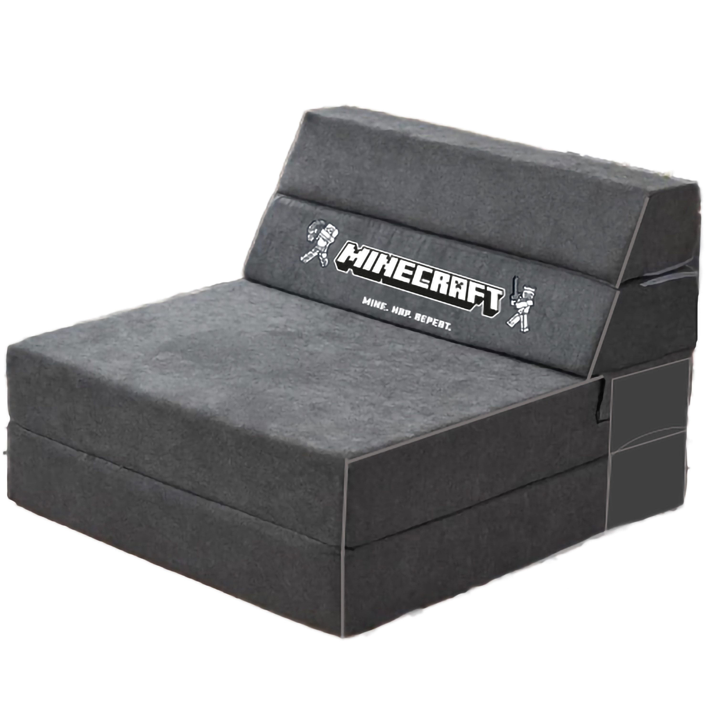Minecraft Schlafsofa mit Bettfunktion - Klappsofa - Praktische Couch zum Ausklappen, Sofa für Kinder, Jugendliche & Erwachsene - Für Minecraft Fans