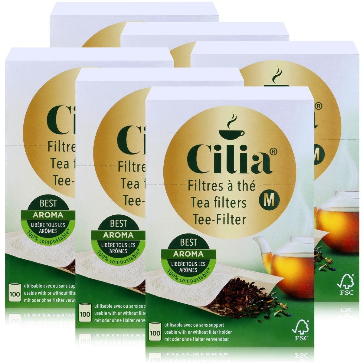 Cilia Teesieb CILIA® Teefilter 100Stk. Grösse M mit/ohne Halter verwendbar (6er Pac | Teesiebe
