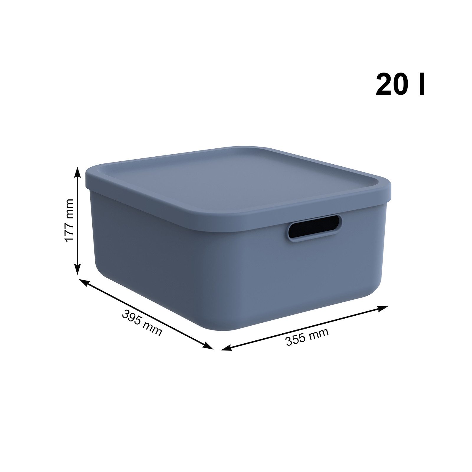 ROTHO Stapelbox Albula Light Set 3tlg. 2x 20l und 55l Aufbewahrungsboxen mit Deckel (3-teilig, Boxen-Set), Recycelt, modular, mit Tragegriffen
