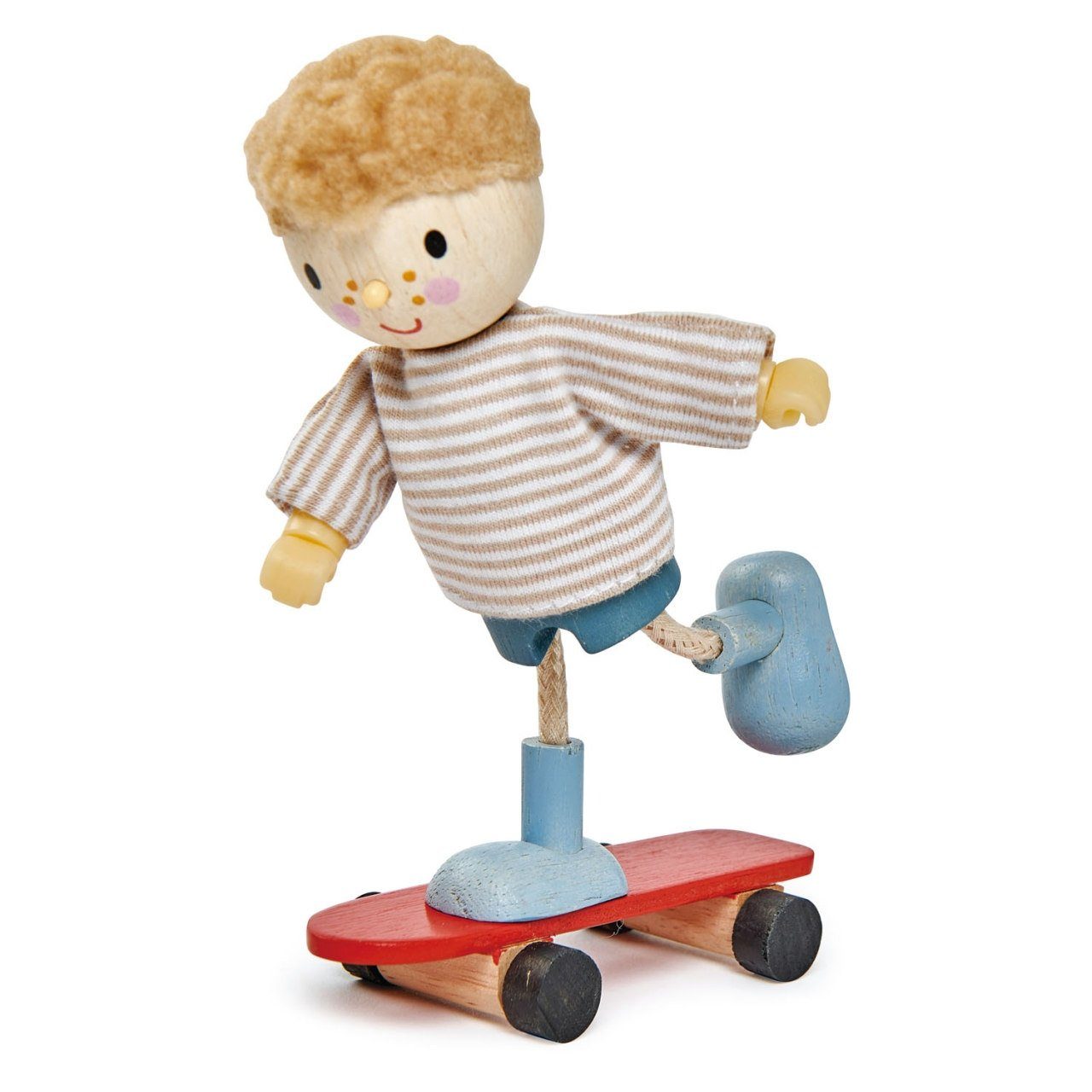 Tender Leaf Toys Biegepuppe Biegepuppe Spielpuppe Puppenhaus Edward mit Skateboard