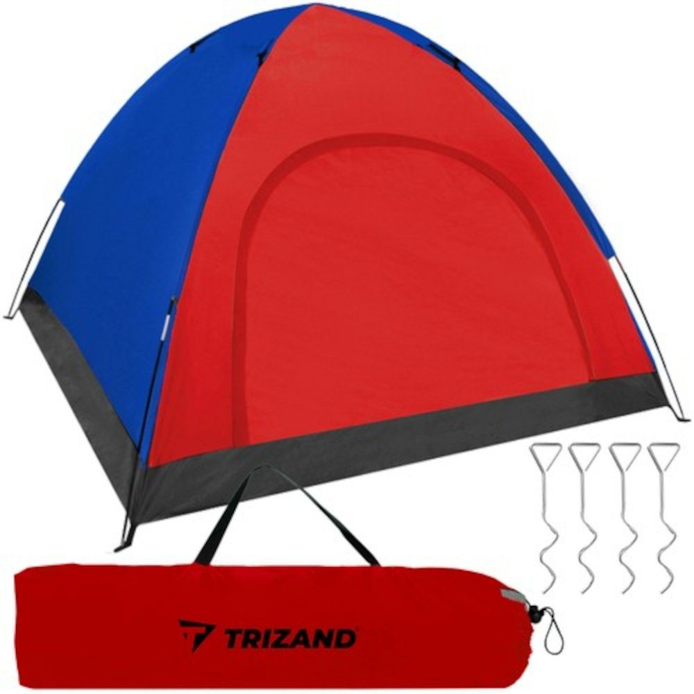 ISO TRADE Gruppenzelt Campingzelt Familienzelt, Personen: 4 (Spar-Set, 7 tlg., wasserdicht), zusammengefalteten Zustand bequem tragen und verstauen können