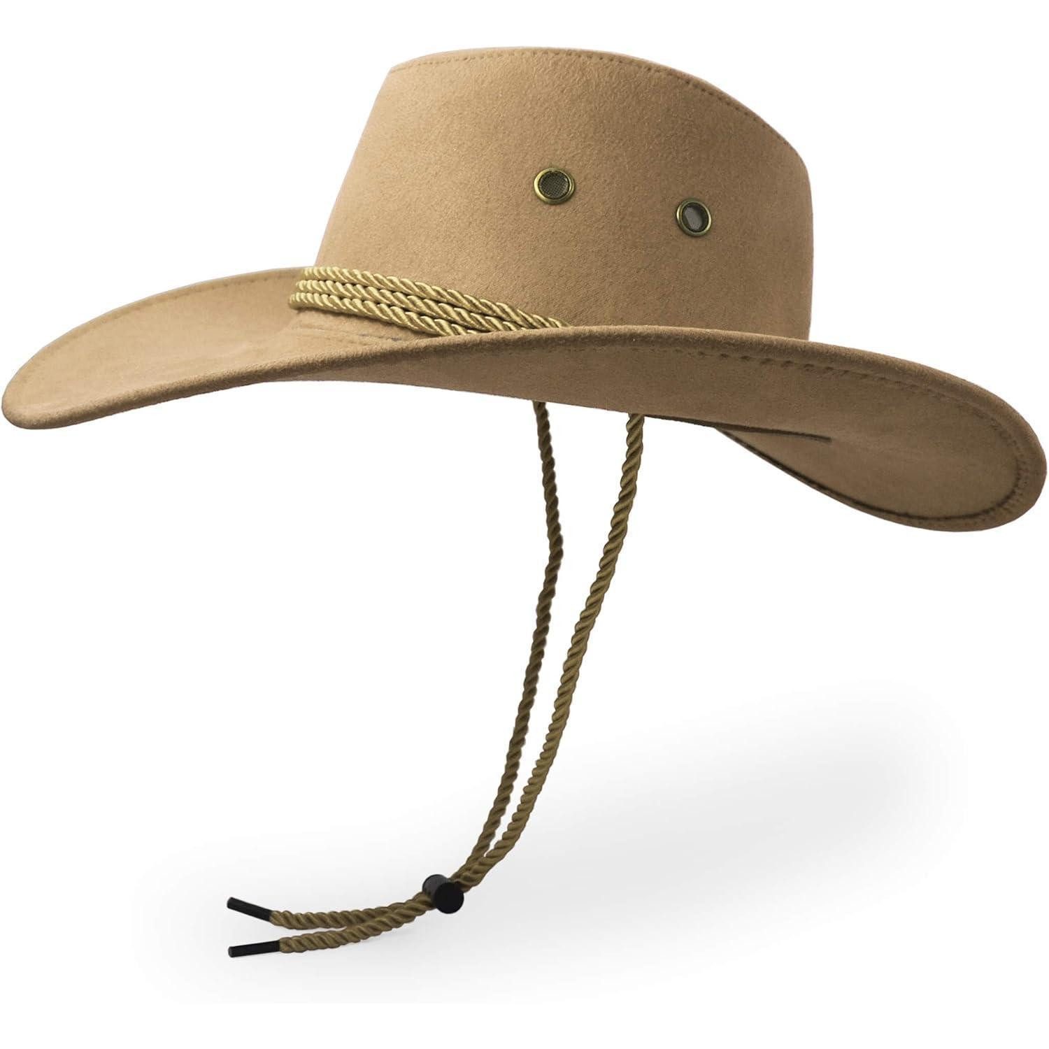 LuxusKollektion Cowboyhut Cowboyhut Westernhut Sonnenhut Kunstleder Einheitsgröße beige