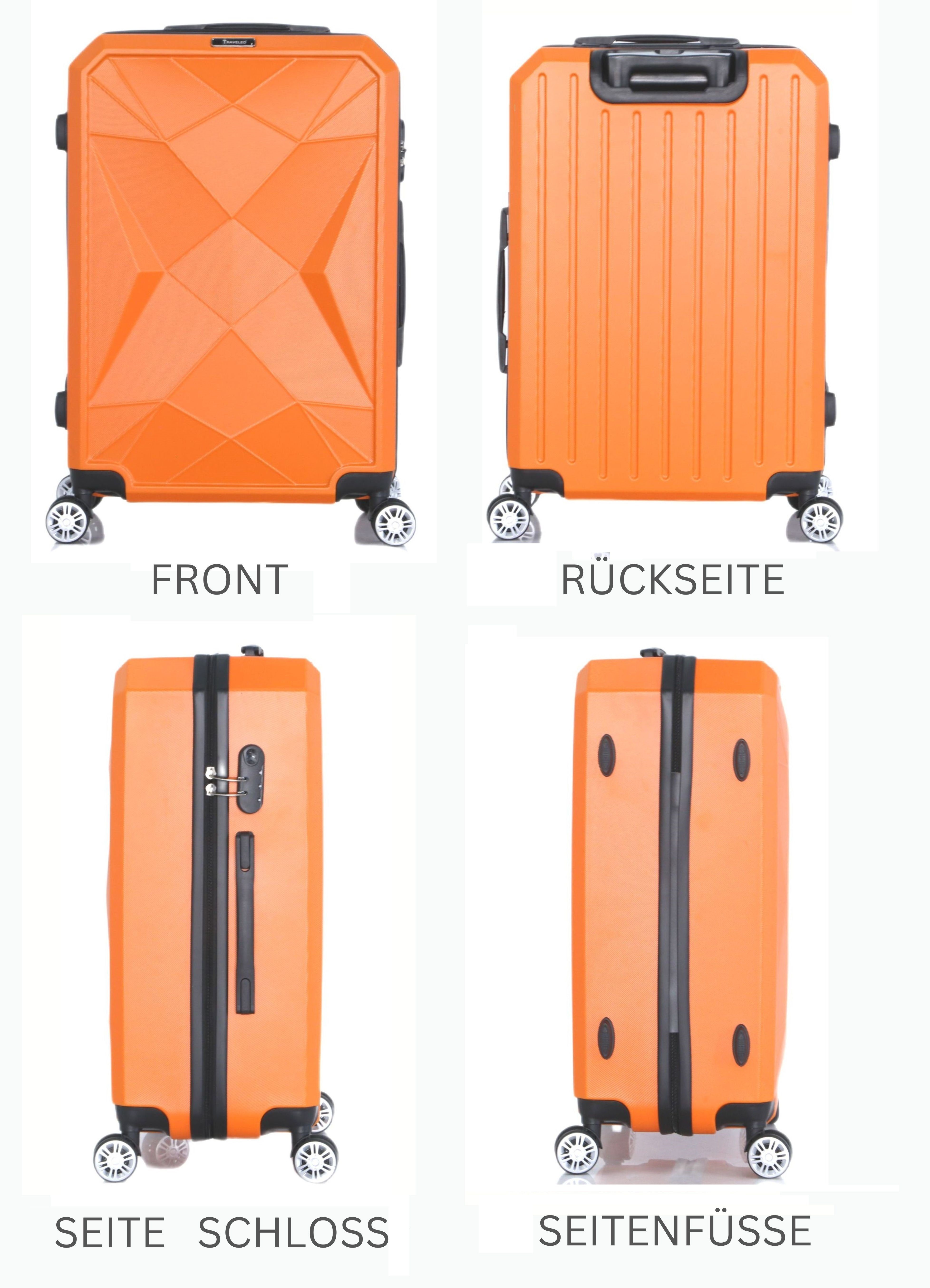 Gepäck 3-teilig Cheffinger Koffer Handgepäck Reisetasche Kofferset Reisekoffer Orange Kofferset