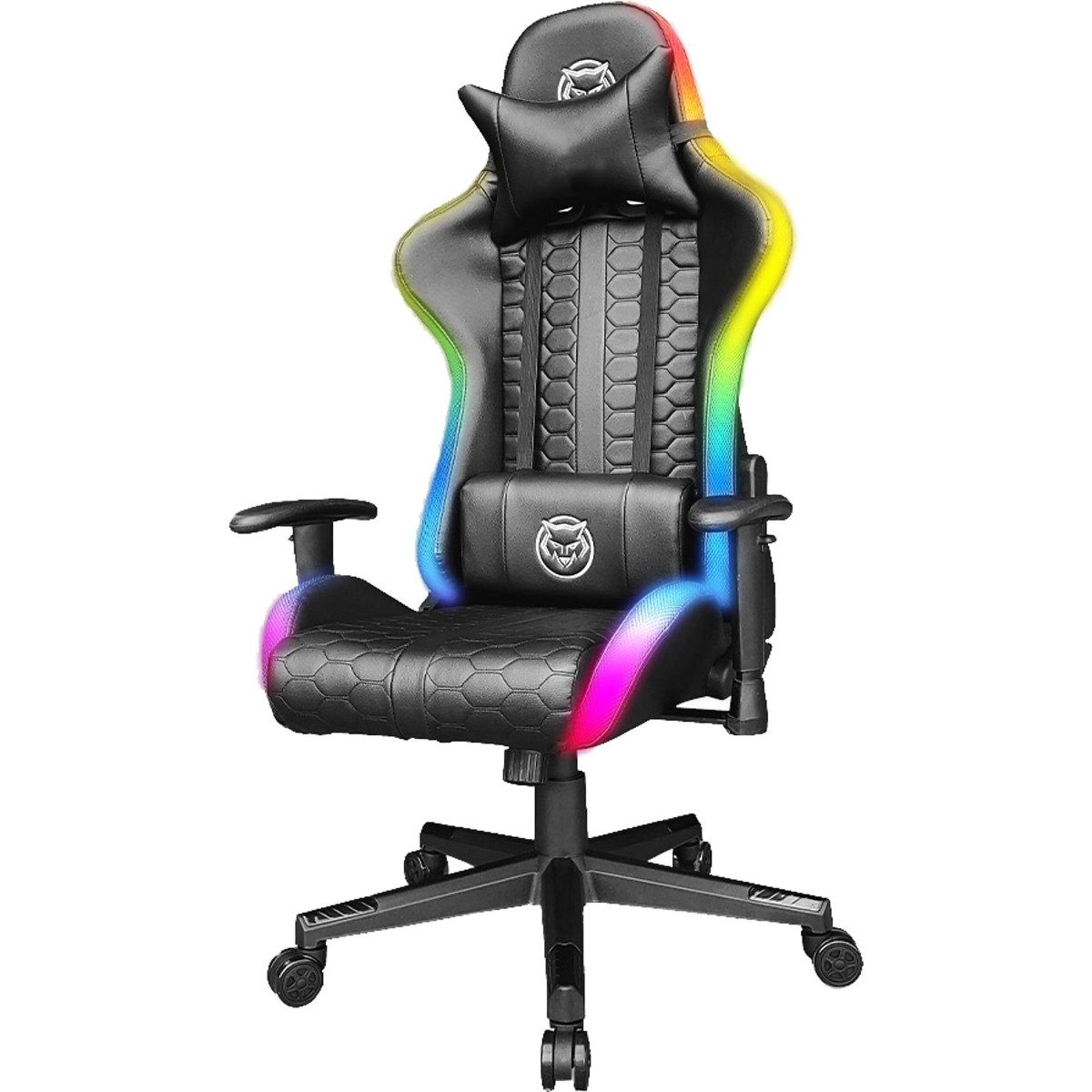 Qware Gaming Gaming-Stuhl Gaming Chair Pollux RGB – Stuhl mit LED Beleuchtung & Fernbedienung