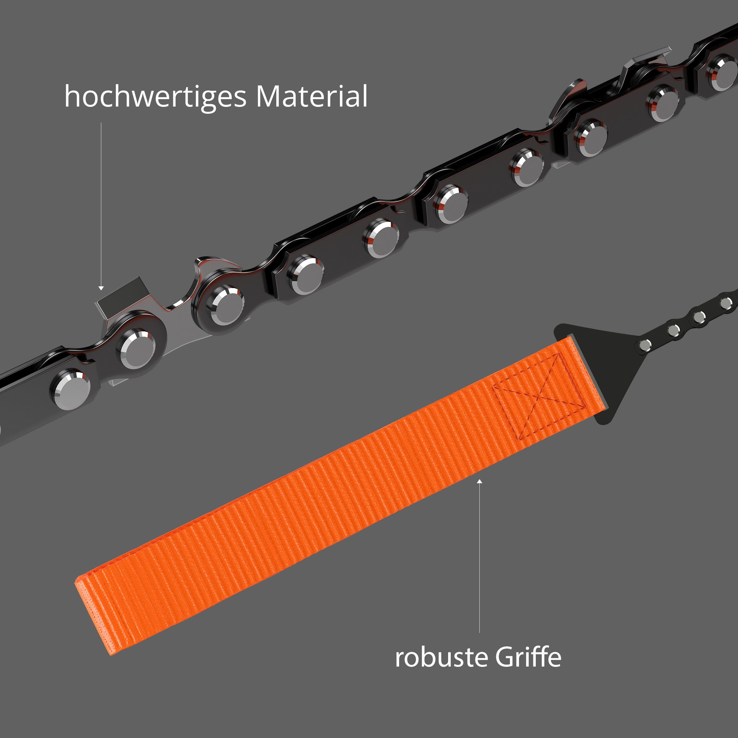 mit 65 cm einer (kompakte Zähnen Handsäge scharfen Ausrüstung Säge und - Handkettensäge faltbare Bushcraft Camping EVOCAMP mit 33 Tasche)