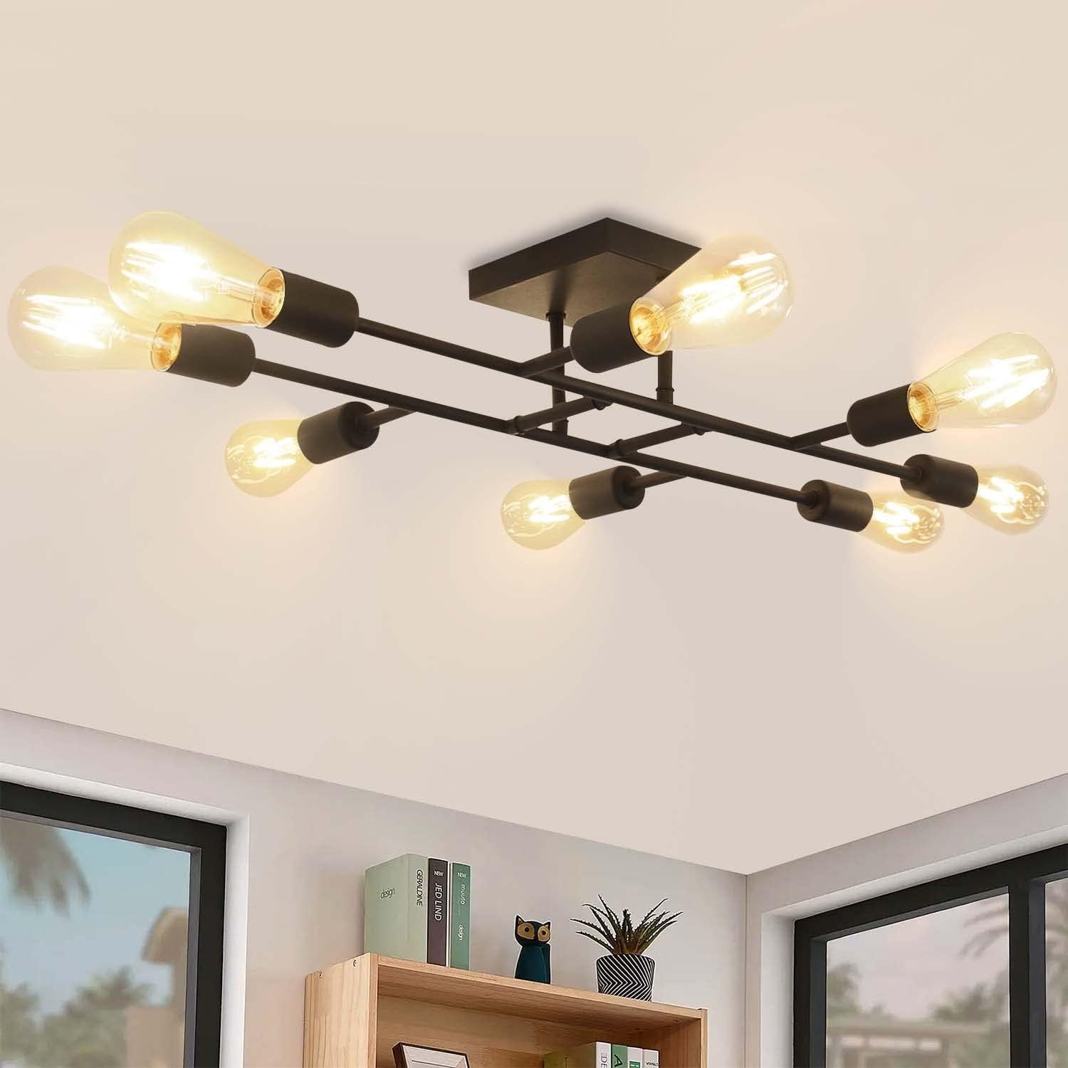Nettlife Deckenleuchte Wohnzimmer Schwarz 4/8 Flammig günstig online kaufen