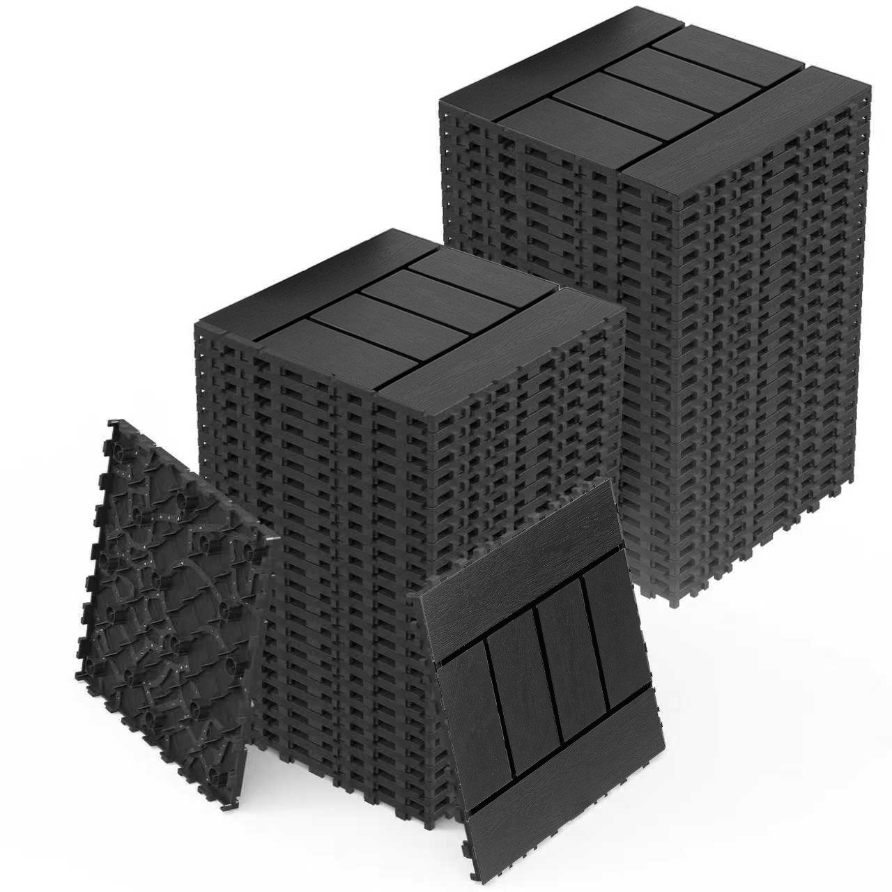 Yoimoimo Bodenfliese Terrassenfliesen 30x30cm, 44 St. - Schnellverlegung & wasserabweisend, Polypropylen