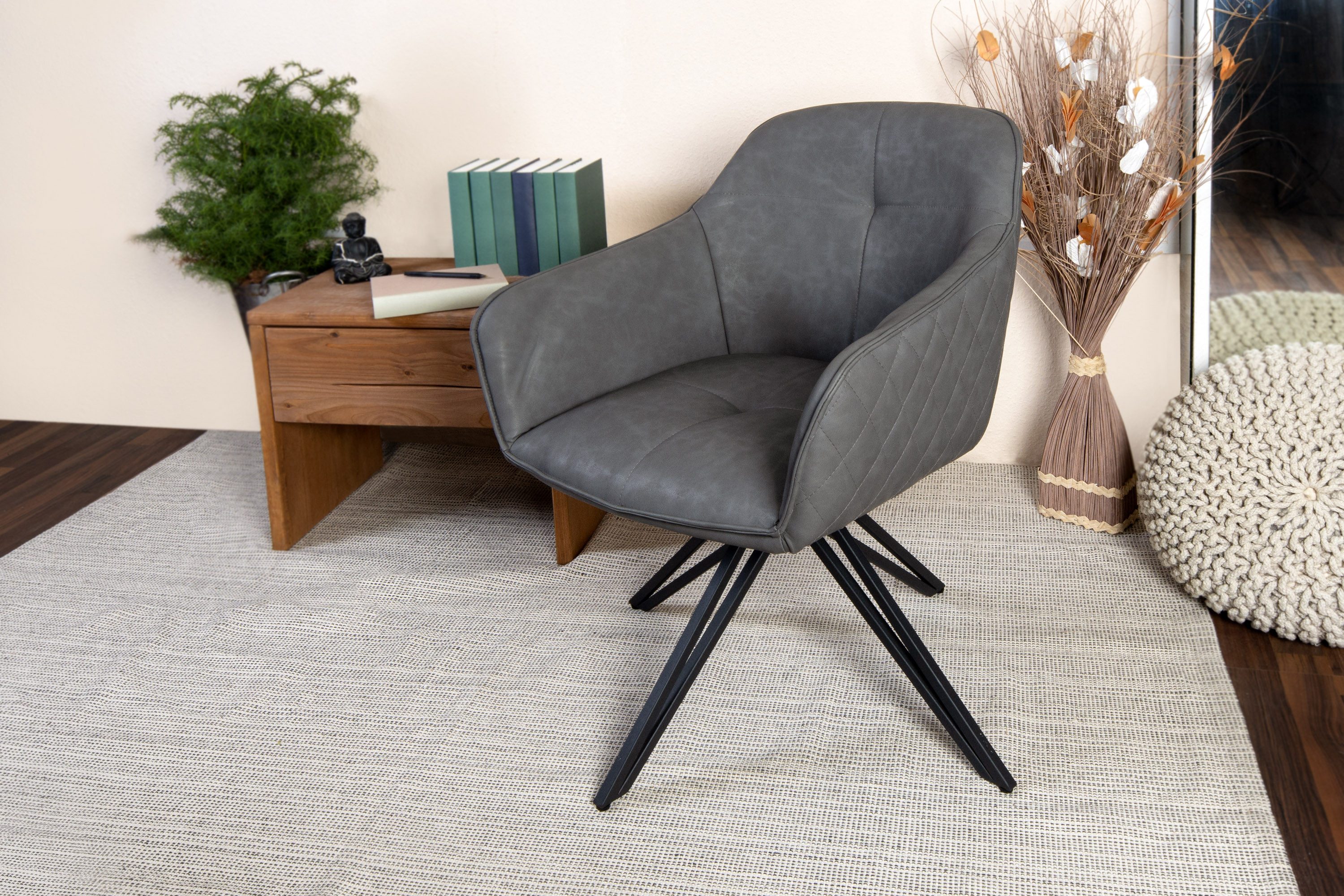 SAM® Drehstuhl Riveria, Drehstuhl, Kunstlederbezug, Metallgestell schwarz