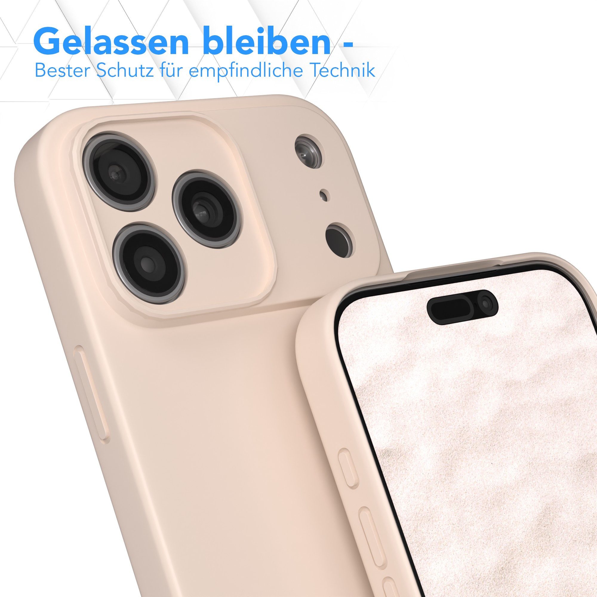 EAZY CASE Handyhülle für Apple iPhone 17 Pro Max Hülle Silikon 6,9 Zoll, Bumper Case Matt Slimcover Silikonschutzhülle elastisch Taupe / Beige – Bild 4 von 5