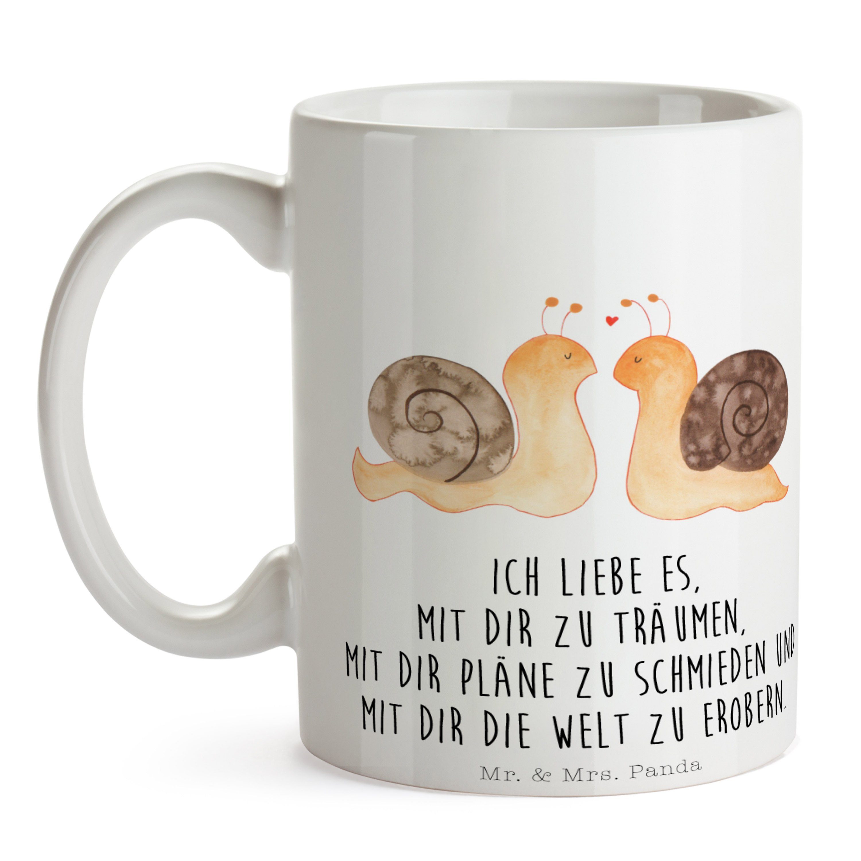 & Panda Tasse Mr. Mrs. Geschenk, Schnecken Weiß Liebe - Motive, Tasse - Tasse Sprüche, Teebe, Keramik