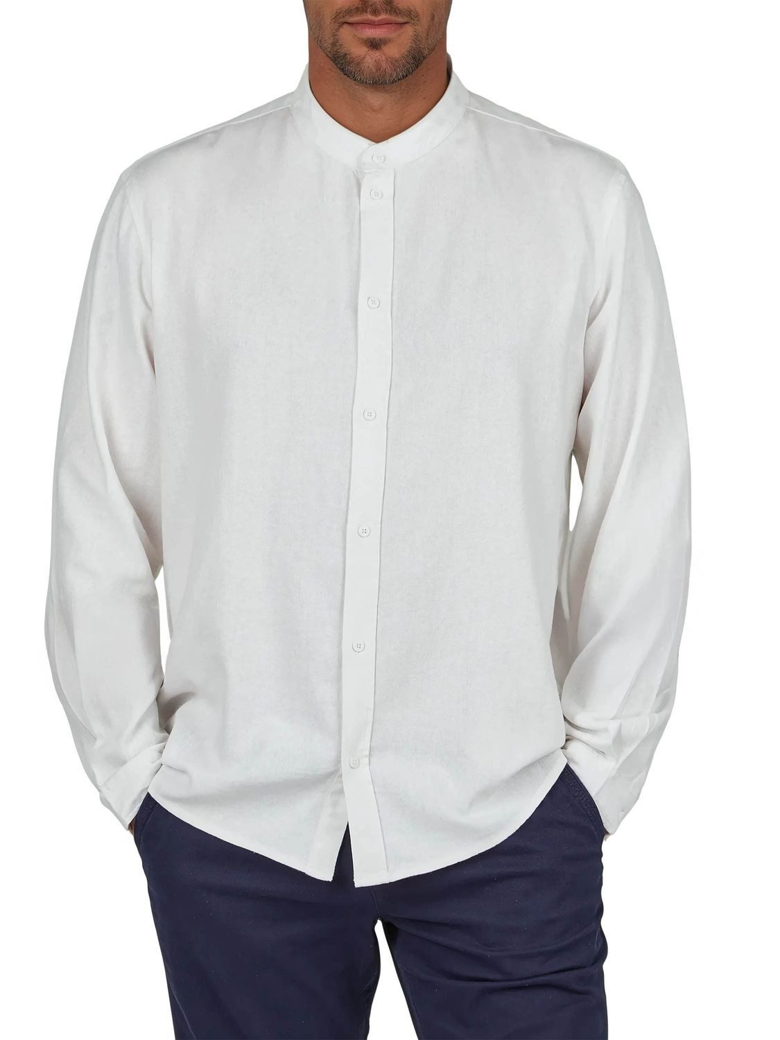 DENIMFY Langarmhemd Herren Leinen Hemd DFJesper Regular Fit (1-tlg)