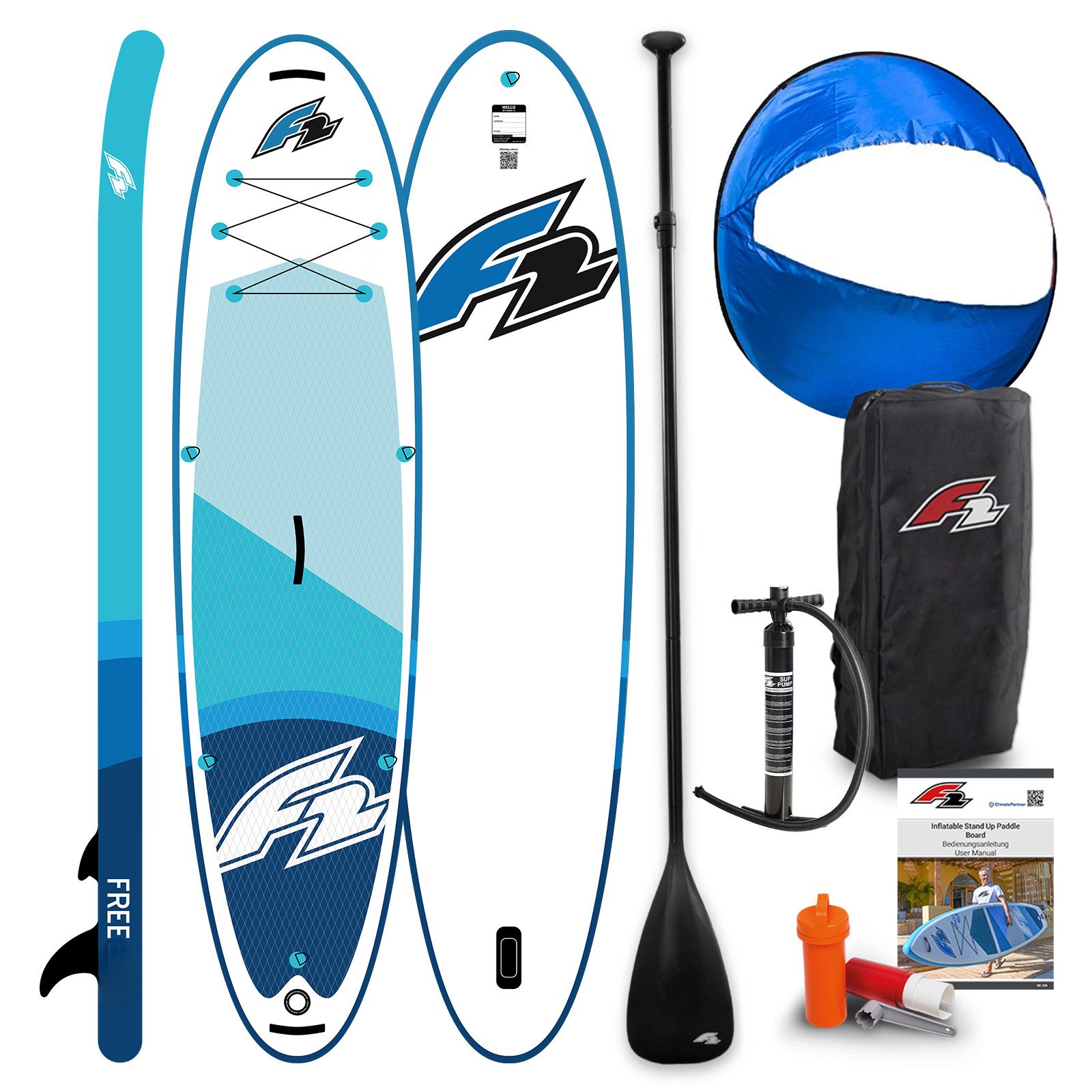 F2 SUP-Board F2 Stand up Paddle Board FREE - Round Sail - SET SUP 11,6 Blau, Stand up paddle board