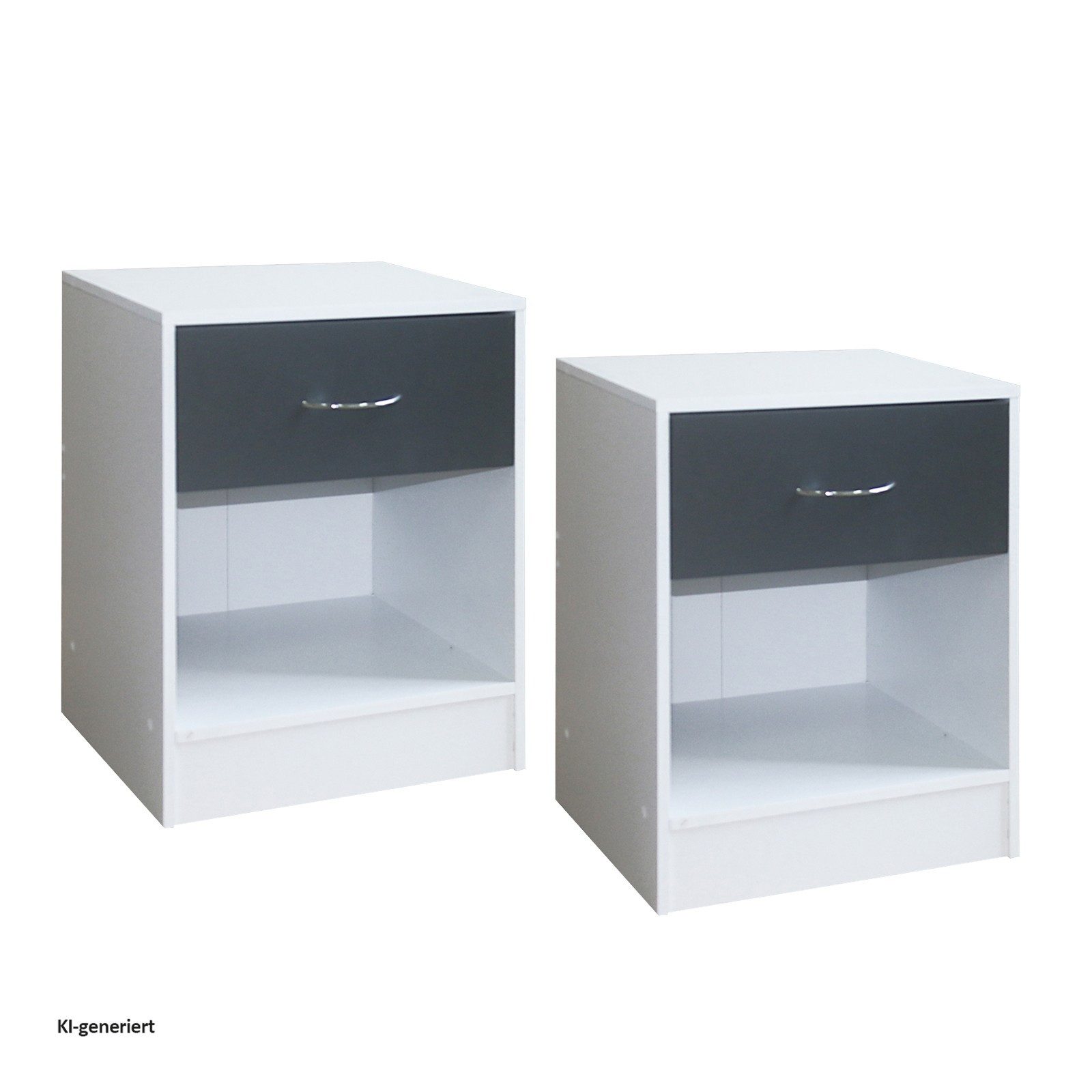 HTI-Living Nachtschrank Nachtschrank 2er Set Thekla Weiß/Grau (Set, 2-St., 2 Nachtschränke) Nachttisch Nachtkommode