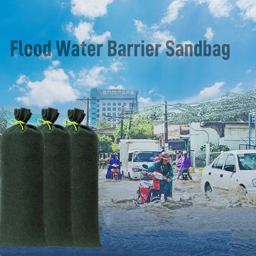 FUROKOY Bewässerungssystem 10 Stück Verdickte Segeltuch-Sandsäcke ohne Sand,Hochwasserschutz, Wiederverwendbare Hochwasserbarriere mit Bindebändern für Türen