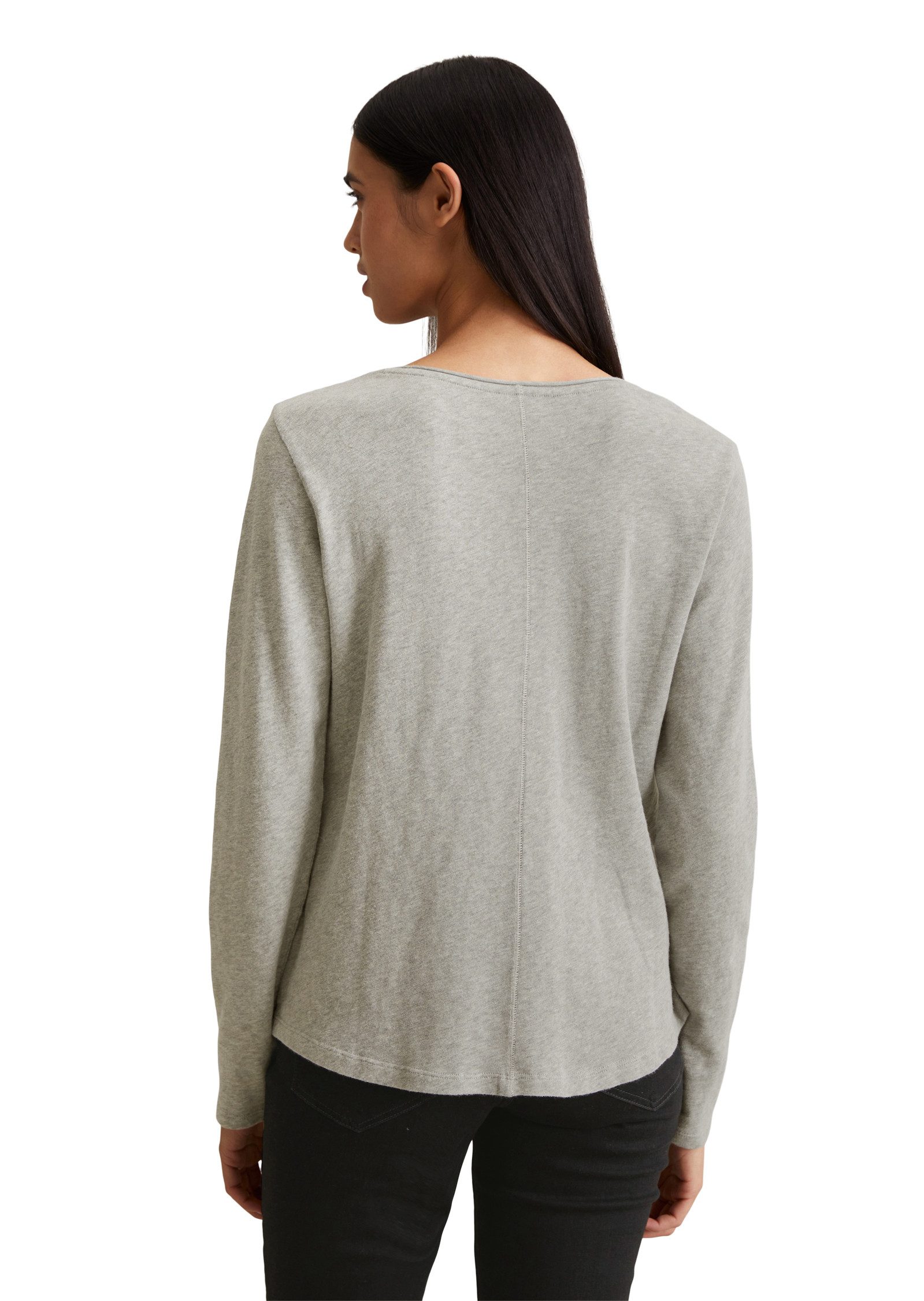 Marc O'Polo DENIM Langarmshirt mit Rollkante am V-Ausschnitt günstig online kaufen