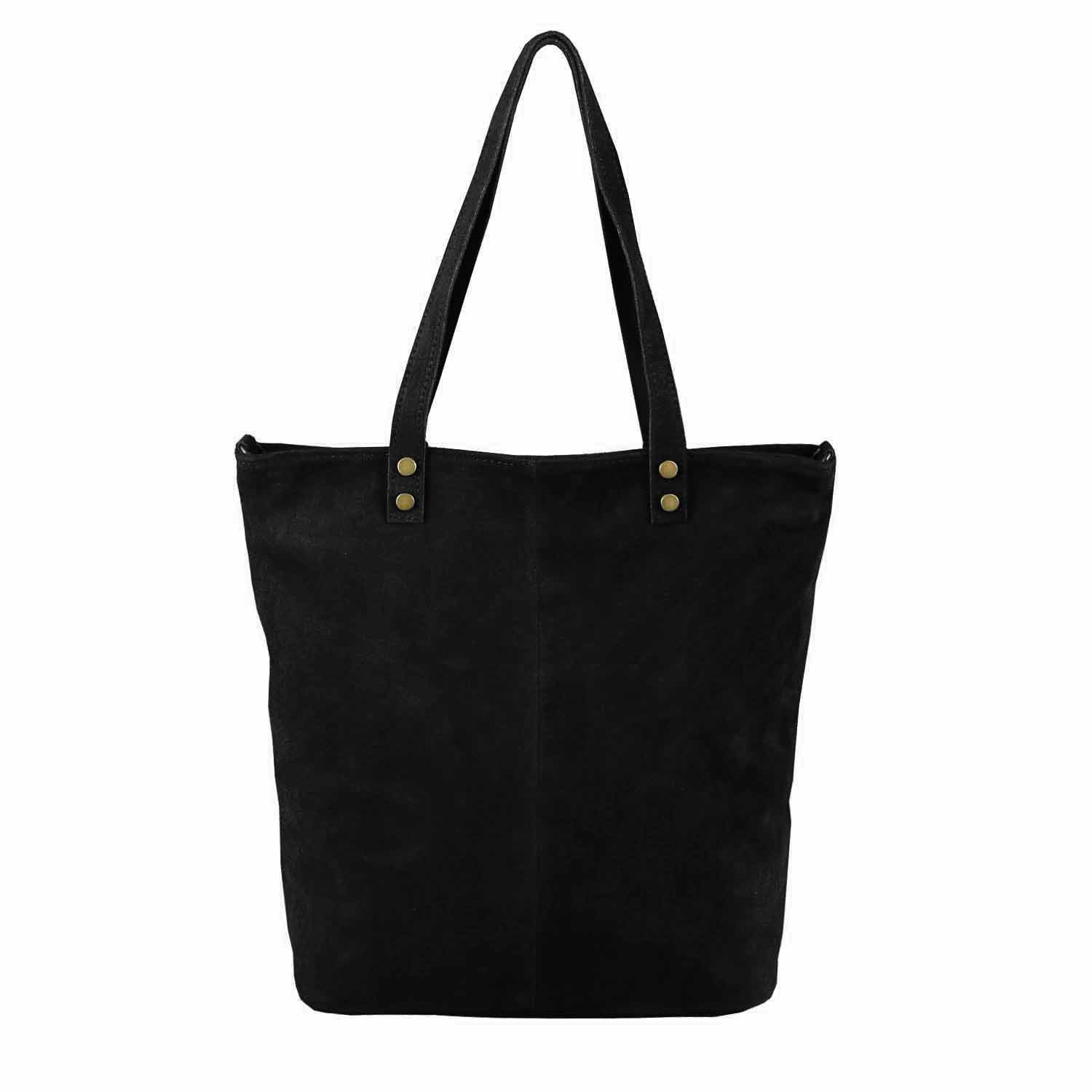 ITALYSHOP24 Schultertasche Made in Italy Damen Leder Shopper Umhängetasche Tote Bag, XL Handtasche Ledertasche Hobo Bag Wildleder Leichtgewicht