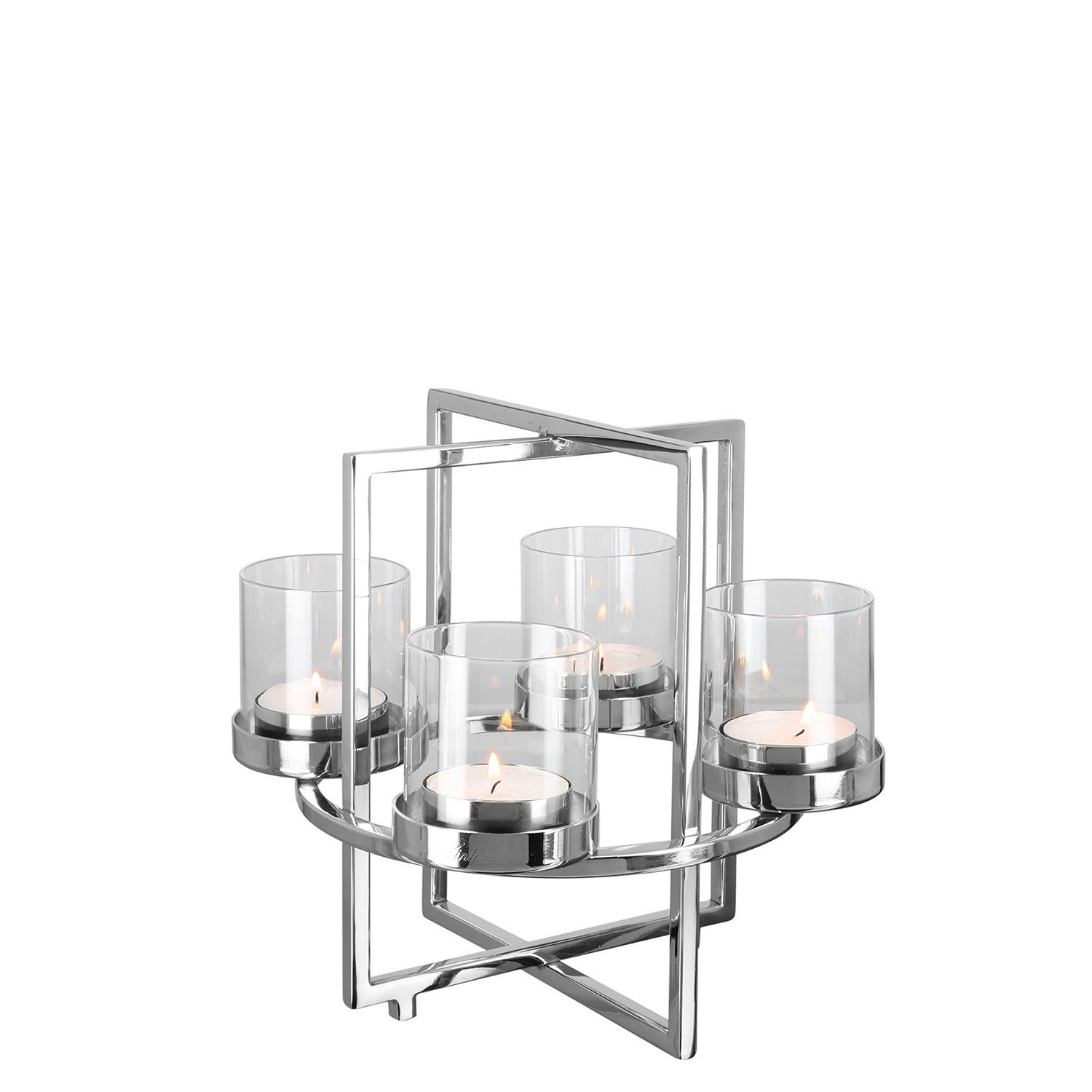 Fink Adventskranz NORMAN Kranz-Leuchter 4-flammig - H. 28cm x Ø32cm - silbe günstig online kaufen