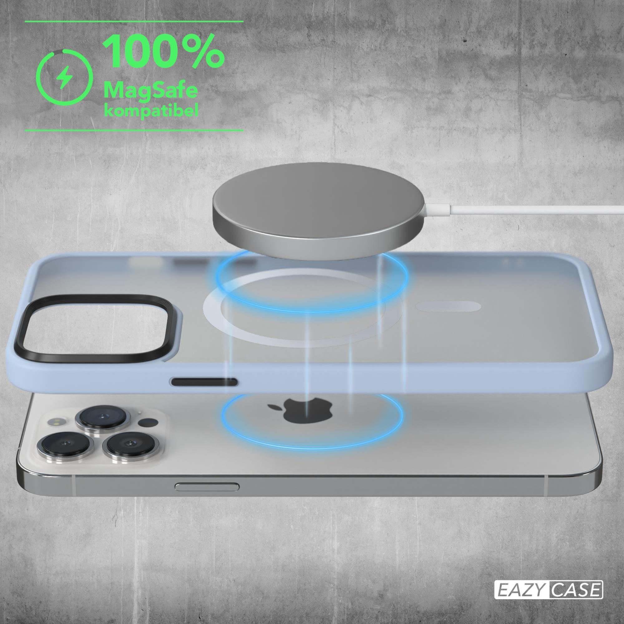 EAZY CASE Handyhülle Outdoor Case MagSafe Matt für iPhone 13 Pro Max 6,7 Zoll, Backcover magnetisch Schutzhülle mit Kameraschutz mit MagSafe Hellblau
