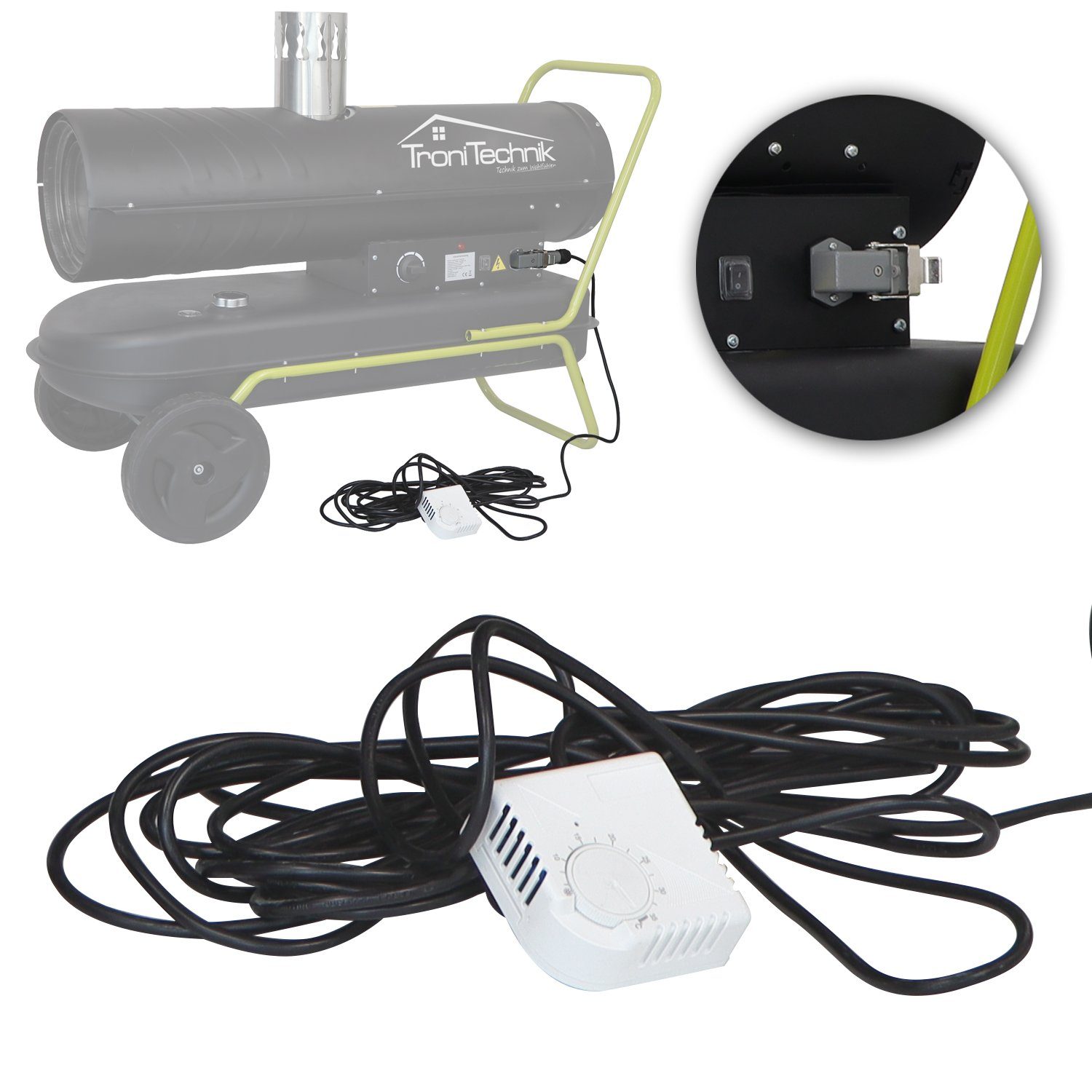Meter Heizgerät, TroniTechnik mit Thermostat externem externes für Heizgerät für Heizkanonen, Fühler regulierbar, 10 Kabel