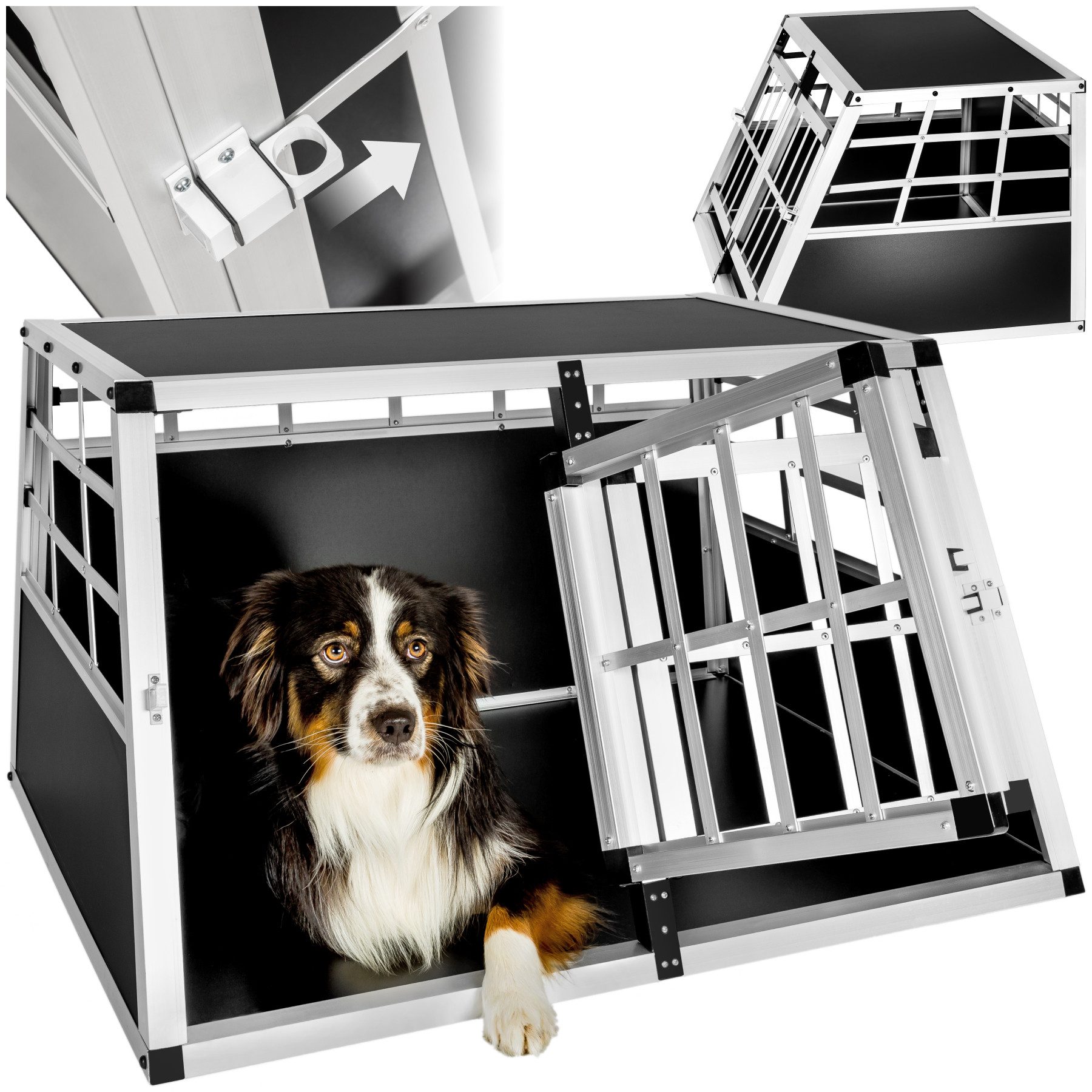 tectake Tiertransportbox Hundetransportbox doppel, mit gerader Rückwand