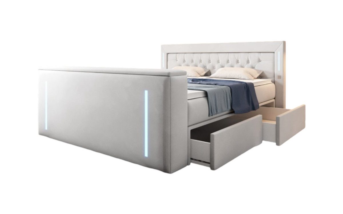 Luxusbetten24 Boxspringbett Divaneo, mit TV Lift und Stauraum (2 Schubladen)