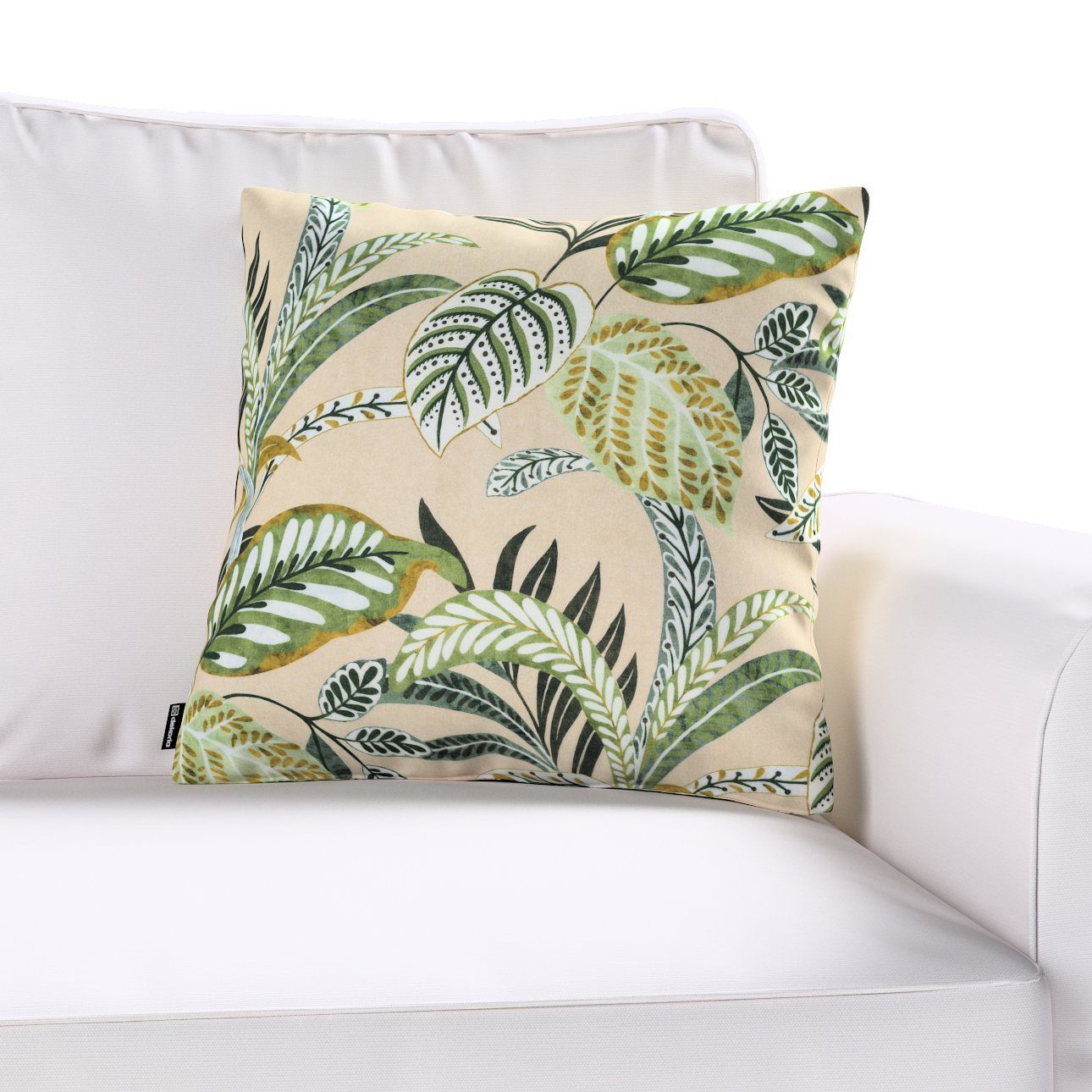 Kissenbezüge Kinga, Tropical beige Dekoria Island, olivgrün, | Blumenmotive, Gemustert