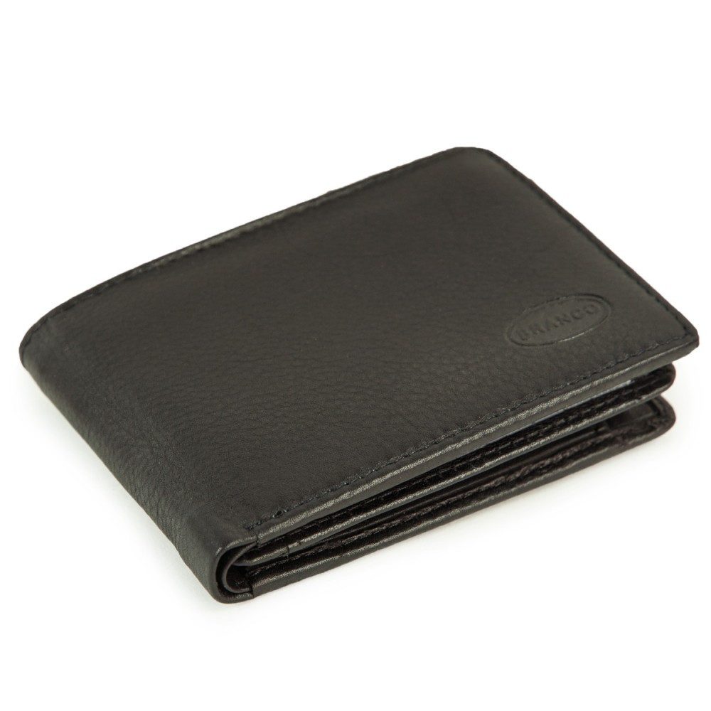 BRANCO Mini Geldbörse Kleine Geldbörse / Mini Portemonnaie aus Leder, Schwarz, Branco 12022