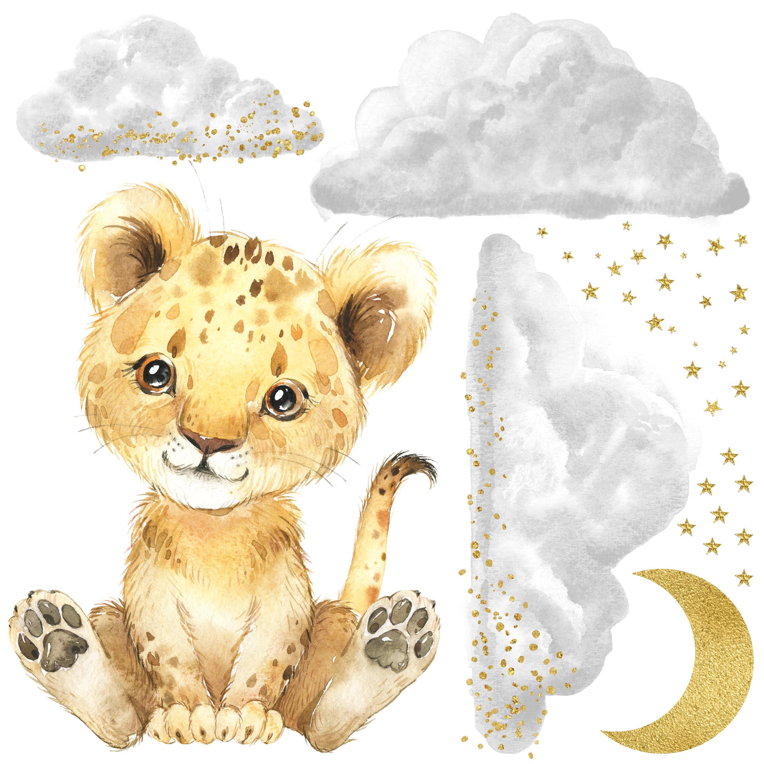 WANDKIND Wandtattoo Löwe auf der Wolke V338, Wieder ablösbar
