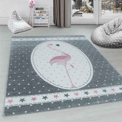 Kinderteppich Flamingo Design, Carpettex, Läufer, Höhe: 11 mm, Kinderteppich Flamingo Design Baby Teppich Kinderzimmer Pflegeleicht