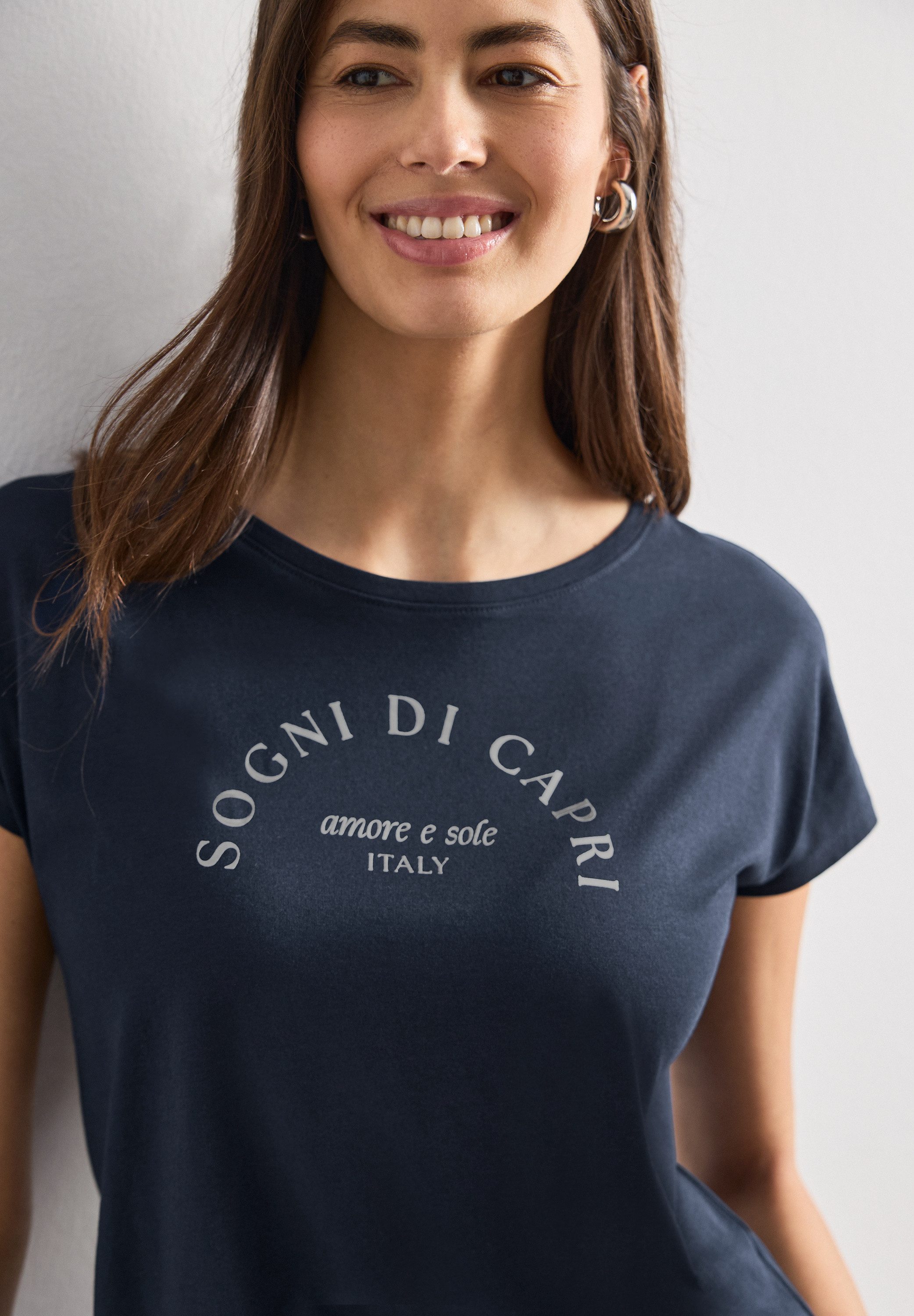STREET ONE Shirttop Sommershirt mit Wording Artwork