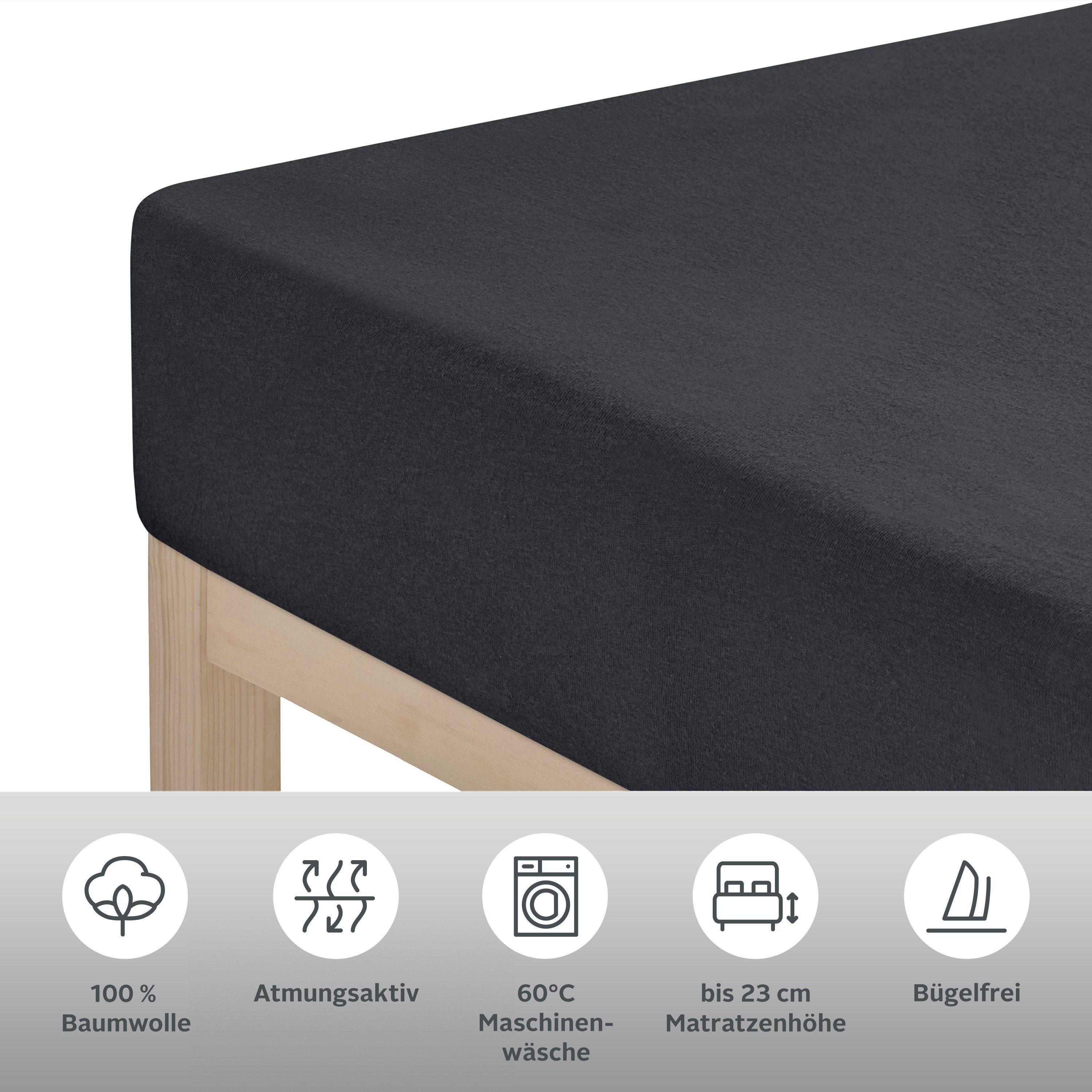 LeGer Home by Lena Gercke Spannbettlaken ANISA Jersey aus 100% Baumwolle, 150 g/m², Jersey, Gummizug: rundum, (1 Stück), Premium Bettlaken für Matratzen bis 23 cm Höhe, perfekter Sitz