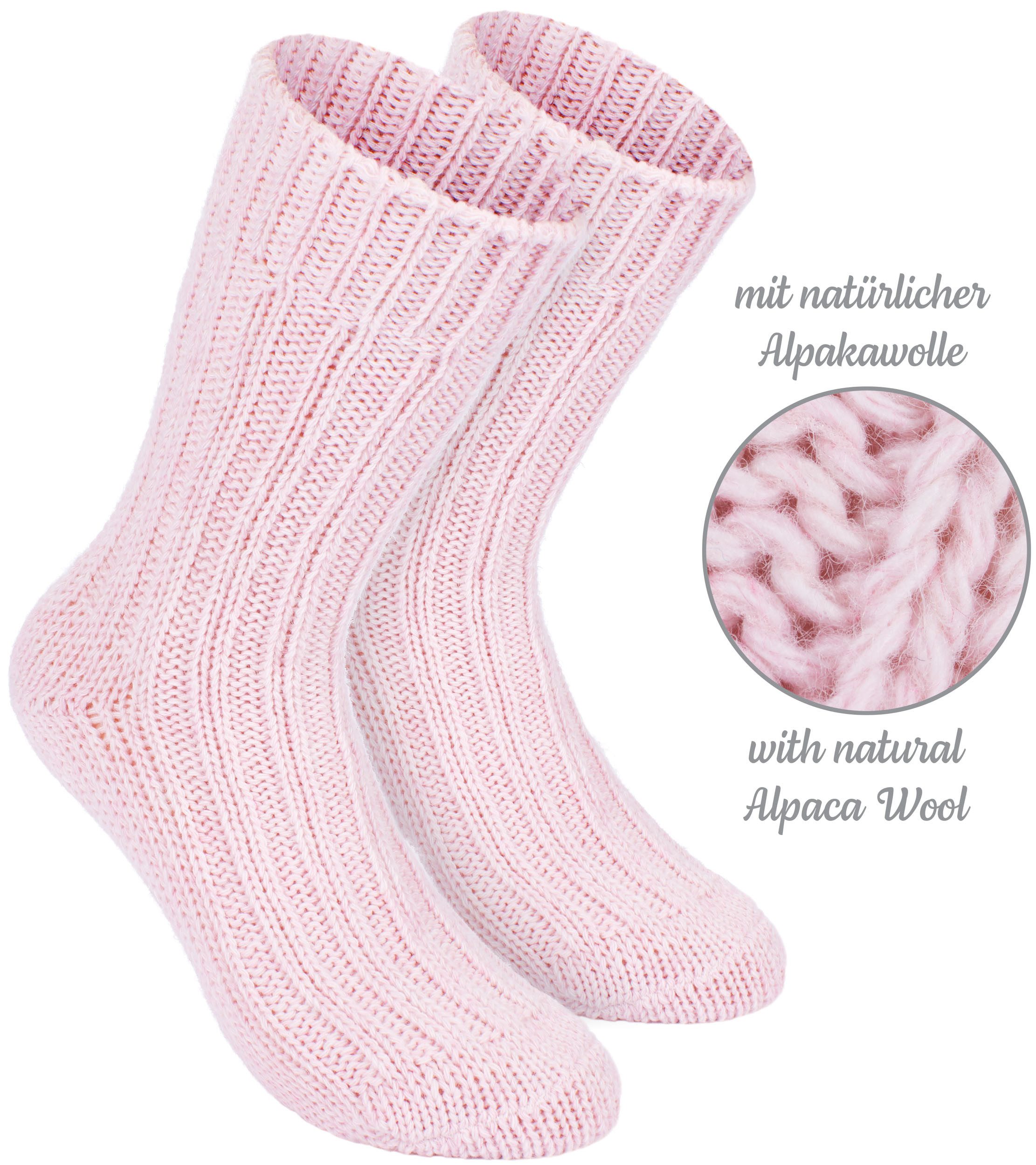 BRUBAKER Kuschelsocken warme dicke Alpaka Socken (Set, 4-Paar, mit Alpakawolle) Wintersocken für Damen und Herren – Bild 4 von 5