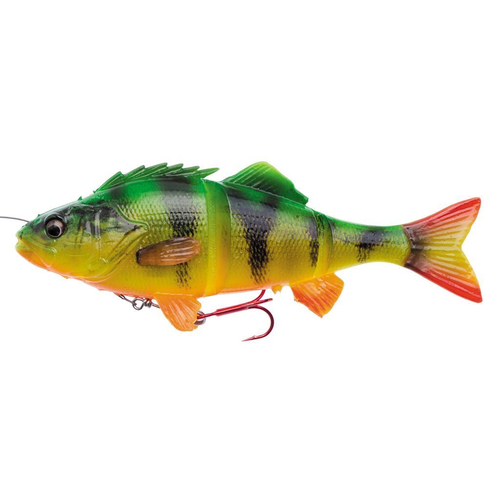 Savage Gear Kunstköder 4D Line Thru PERCH SHAD 23cm 145g SLOW SINK Barsch Gummifisch, mit Lockstoffkammer FireTiger