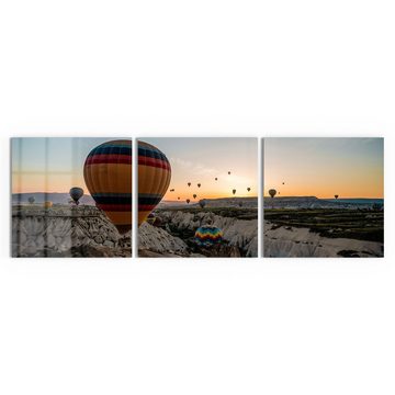 DEQORI Glasbild 'Heißluftballons in Türkei', 'Heißluftballons in Türkei', Glas Wandbild Bild schwebend modern
