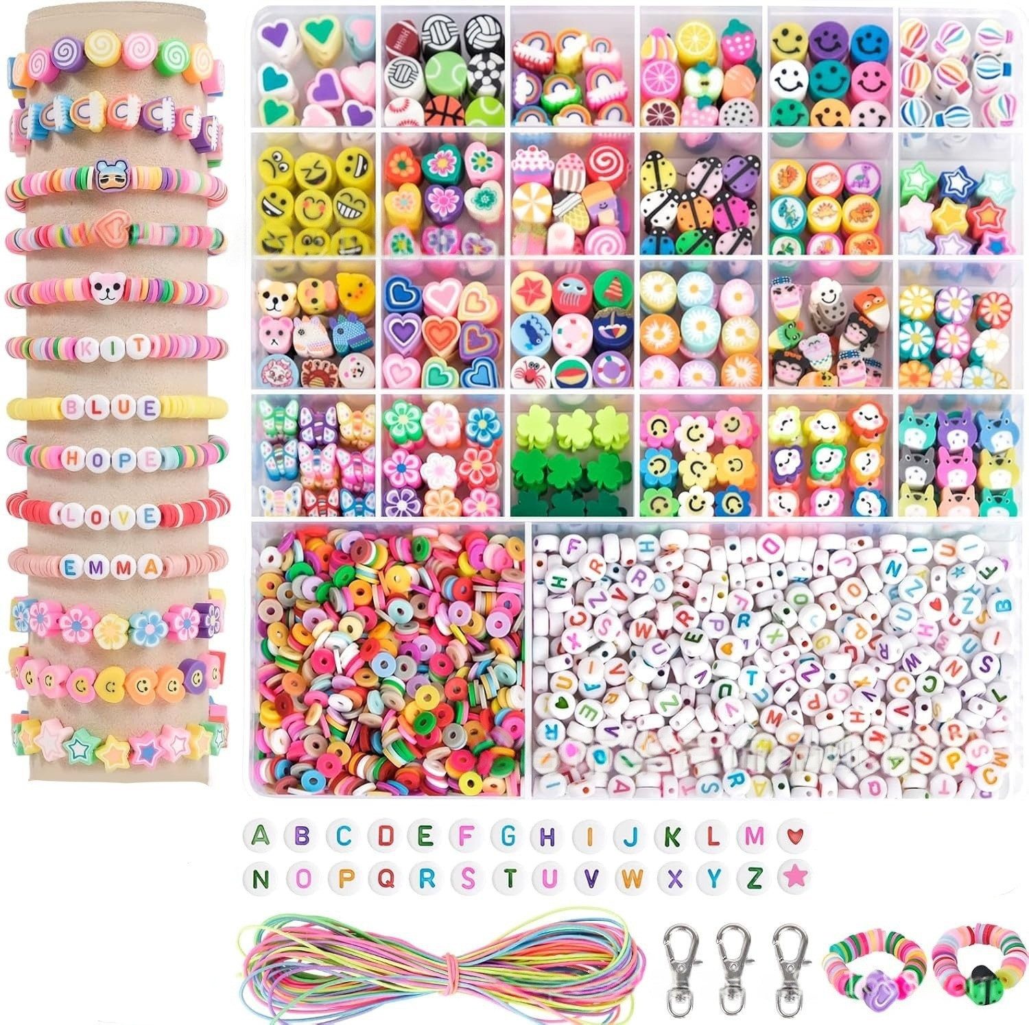 CLTYQ Kreativset 1667 Stück Selber Machen Basteln Perlen Set,DIY Perlen für Armbänder, (Halsketten Kunst Handwerk Geburtstagsgeschenke, 1667-tlg), für Anfänger Junge Mädchen Geschenk