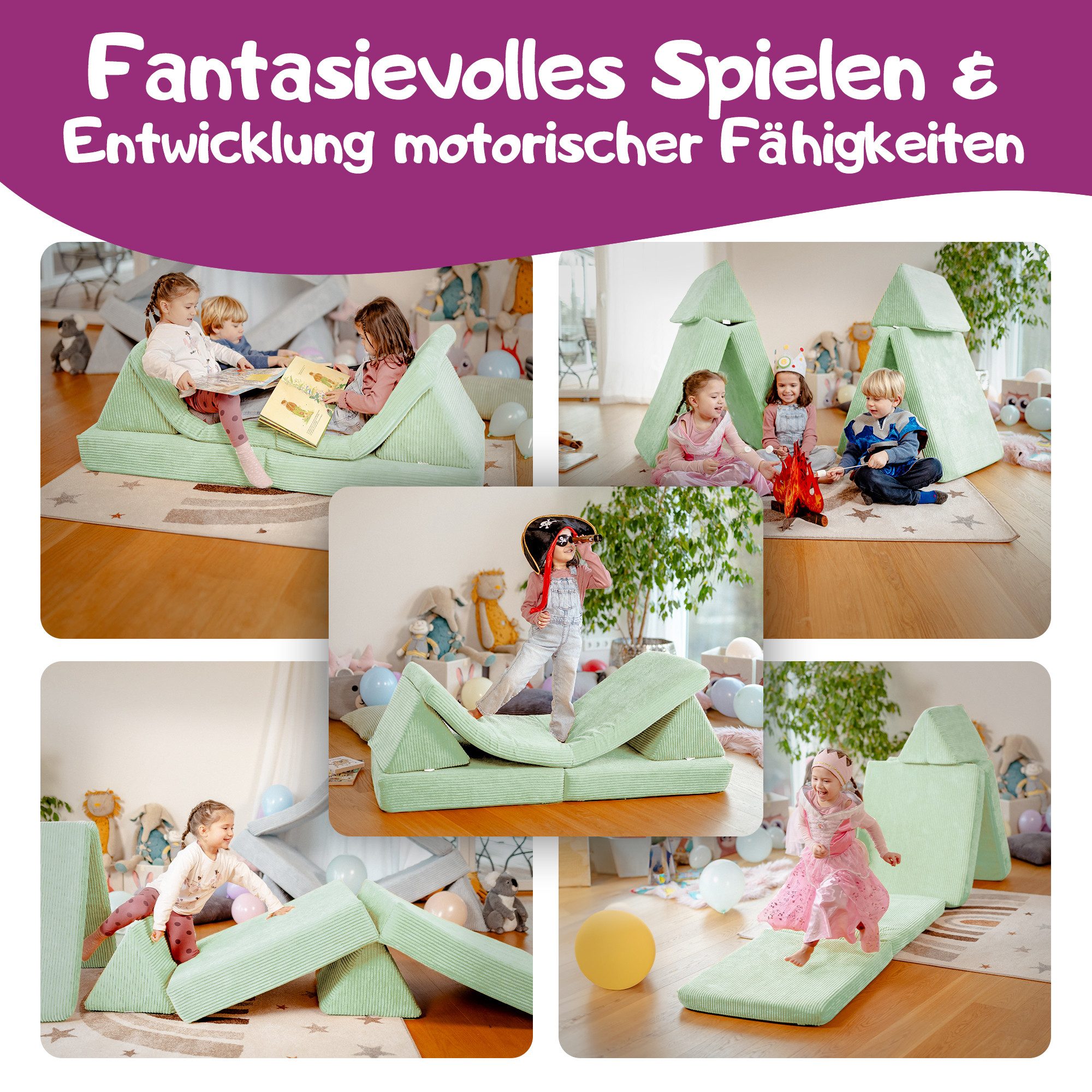 Linodino Kindersofa Spielsofa I aus Schaumstoff Bausteine I Spielcouch für günstig online kaufen