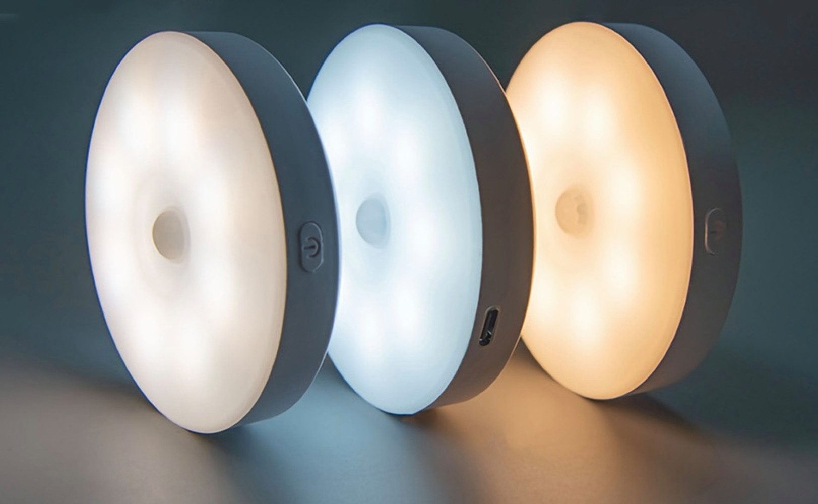 PRECORN LED Nachtlicht 2x Schrankbeleuchtung Licht m. Bewegungsmelder dimmbar USB-C, 3 Farben