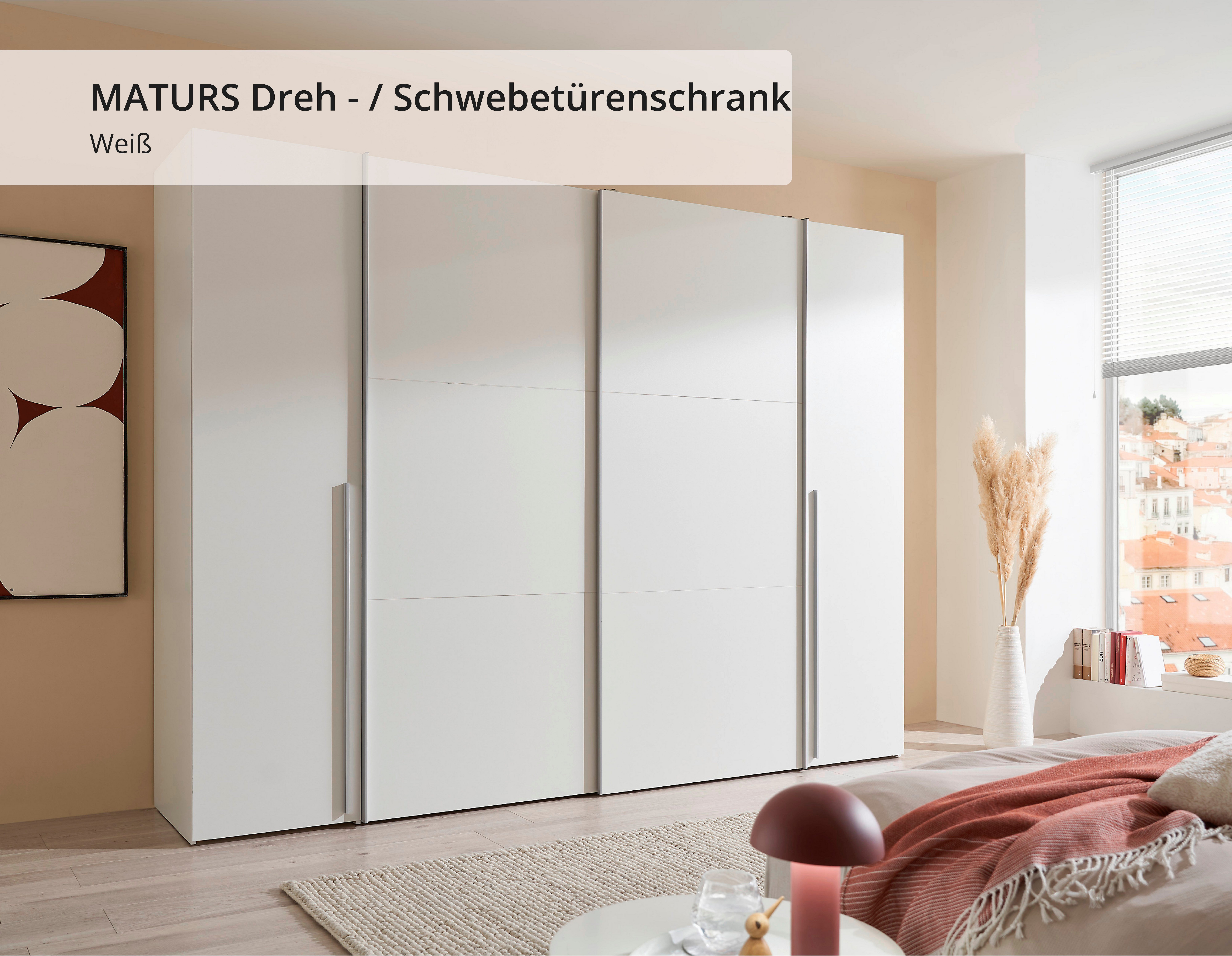 Schlafkontor Schwebetürenschrank Maturs Drehtürenschrank 2 Schwebetüren, 2 Drehtüren mit 10 Einlegeböden und 2 Kleiderstangen