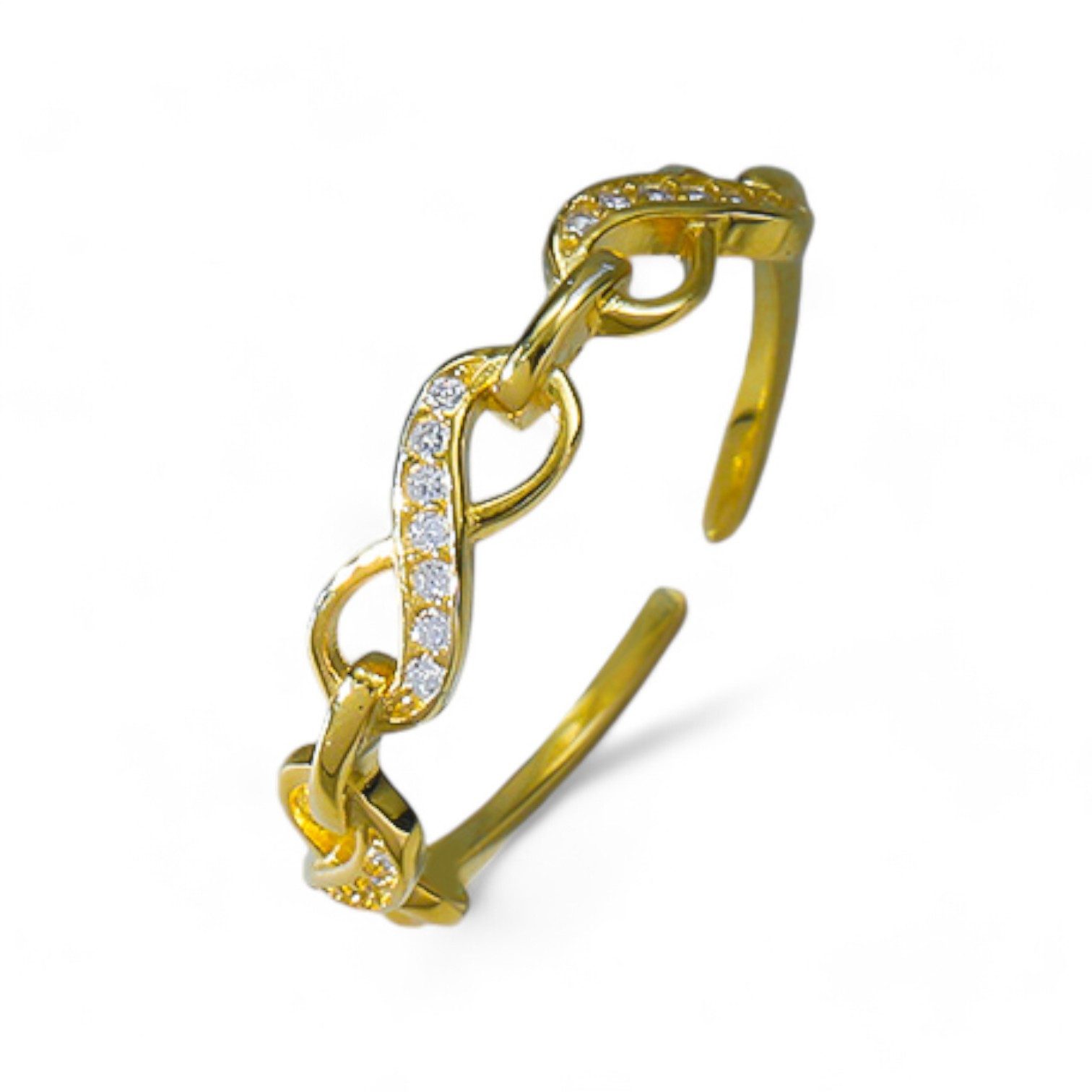 Eyecatcher Silberring Eleganter Infinity-Ring mit Gliederdetails aus Gold u günstig online kaufen