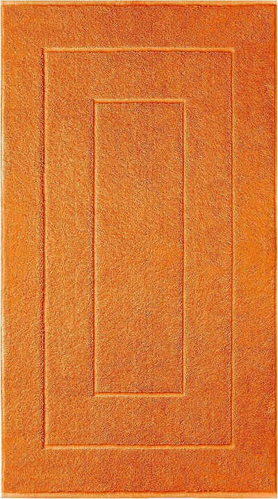 Badematte London Lashuma, Höhe 5 mm, schnell trocknend, Frottee, rechteckig, Einfarbige Duschmatte orange 50x80 cm